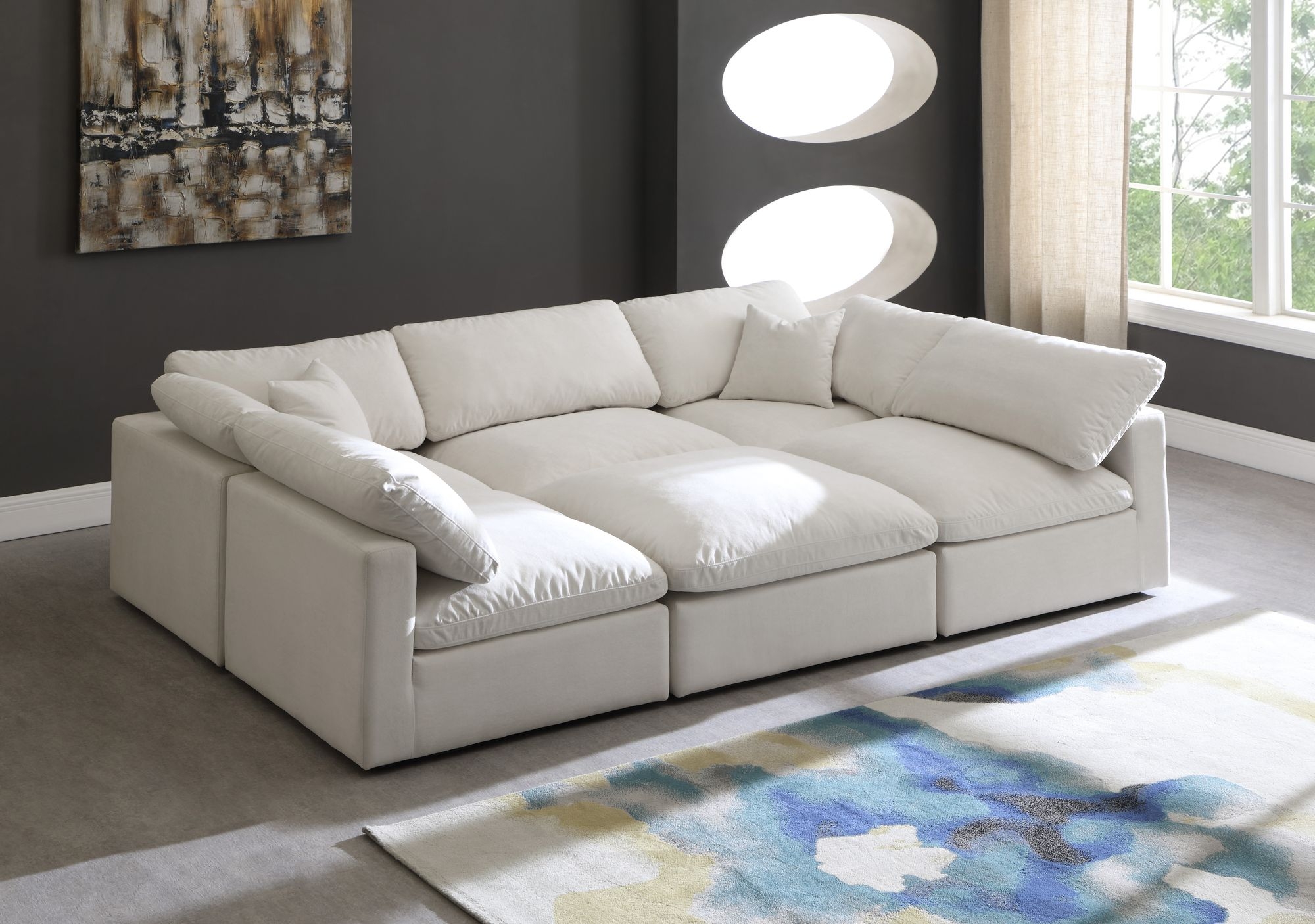 Plush 105" 6-Piece Velvet Standard Comfort Modular Sectional