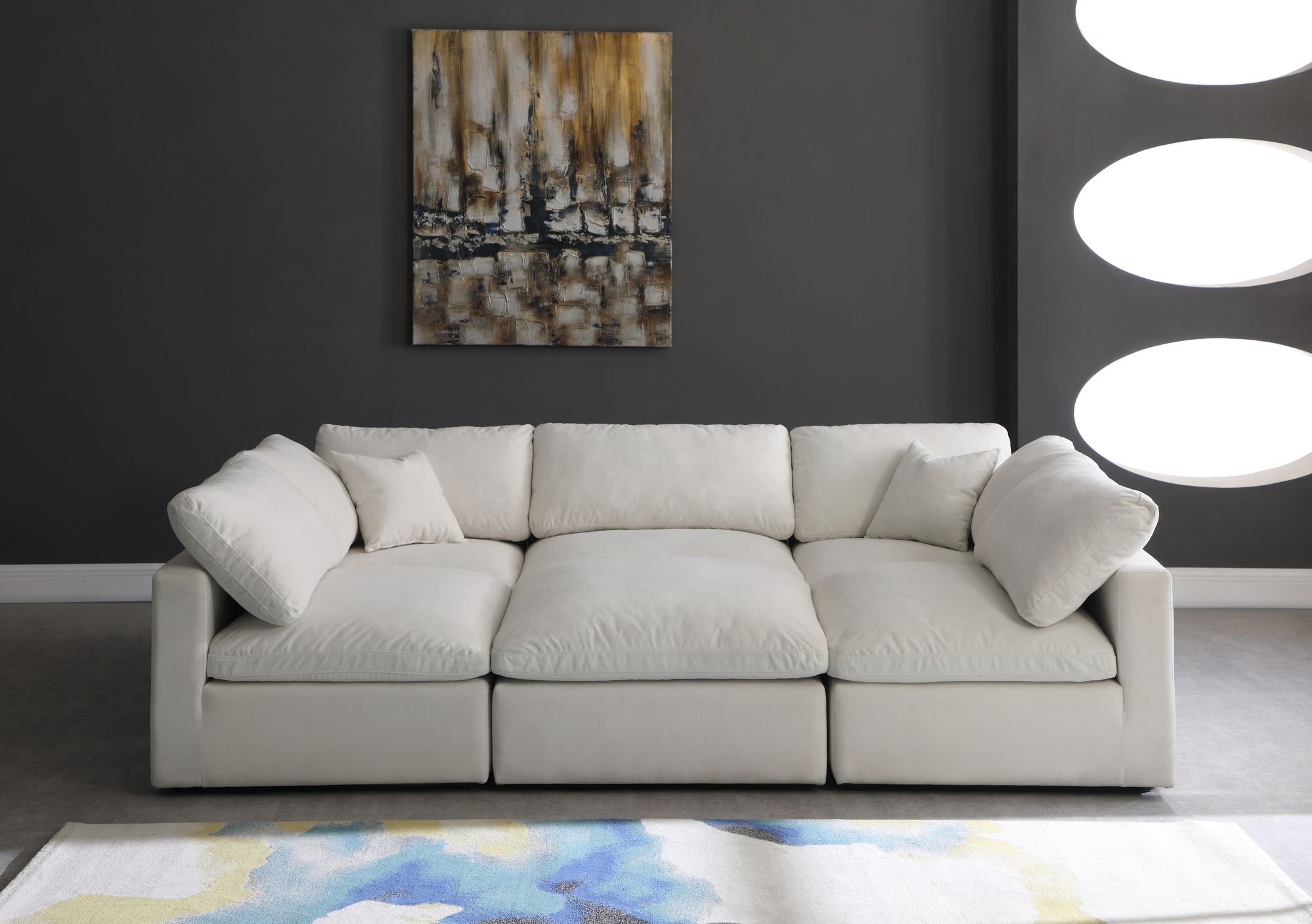 Plush 105" 6-Piece Velvet Standard Comfort Modular Sectional