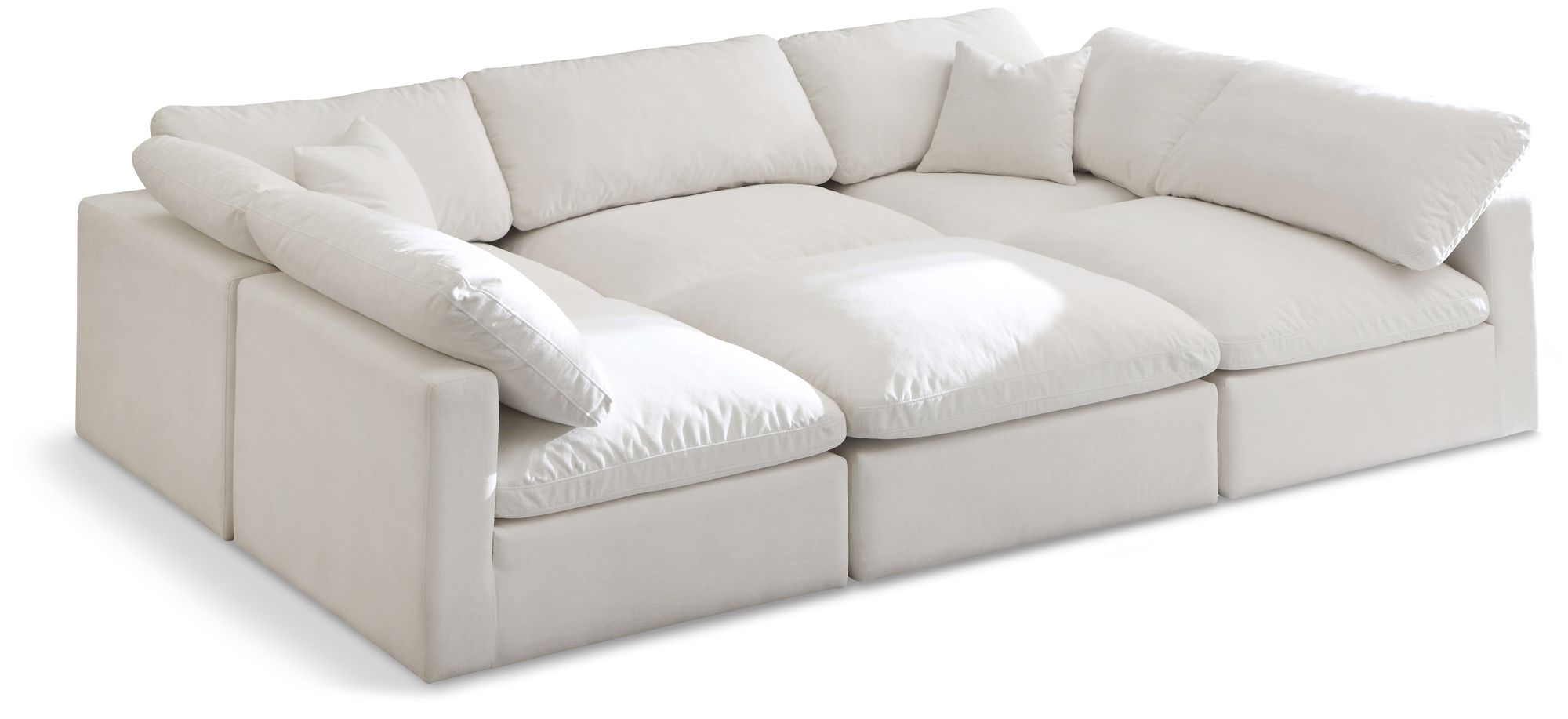 Plush 105" 6-Piece Velvet Standard Comfort Modular Sectional