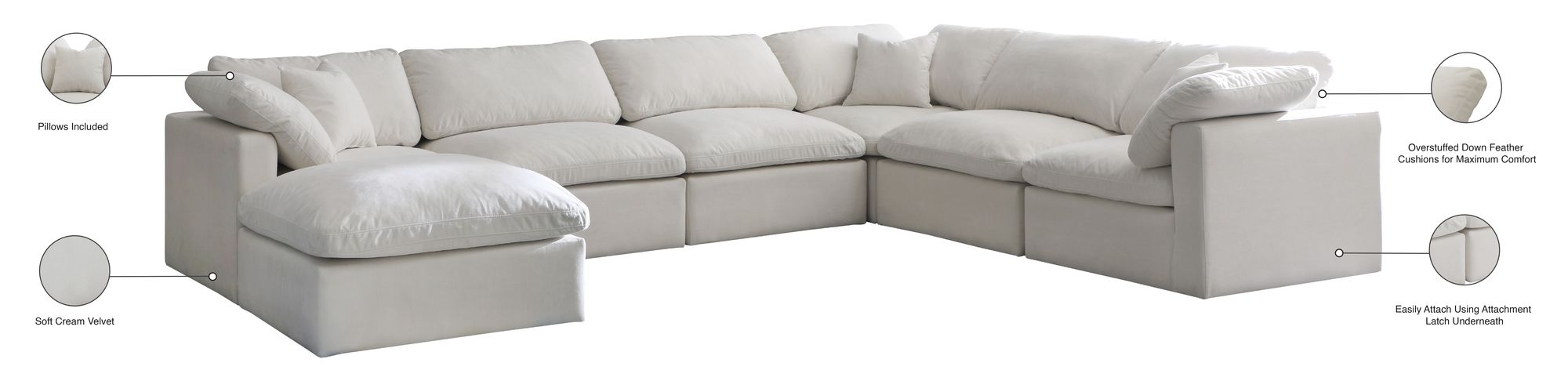 Plush 140" 7-Piece Velvet Standard Comfort Modular Sectional