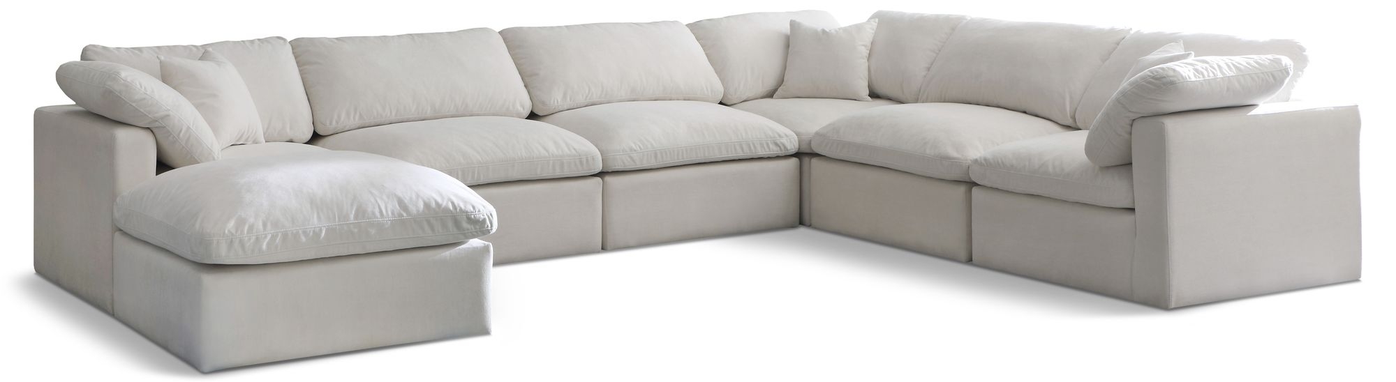Plush 140" 7-Piece Velvet Standard Comfort Modular Sectional