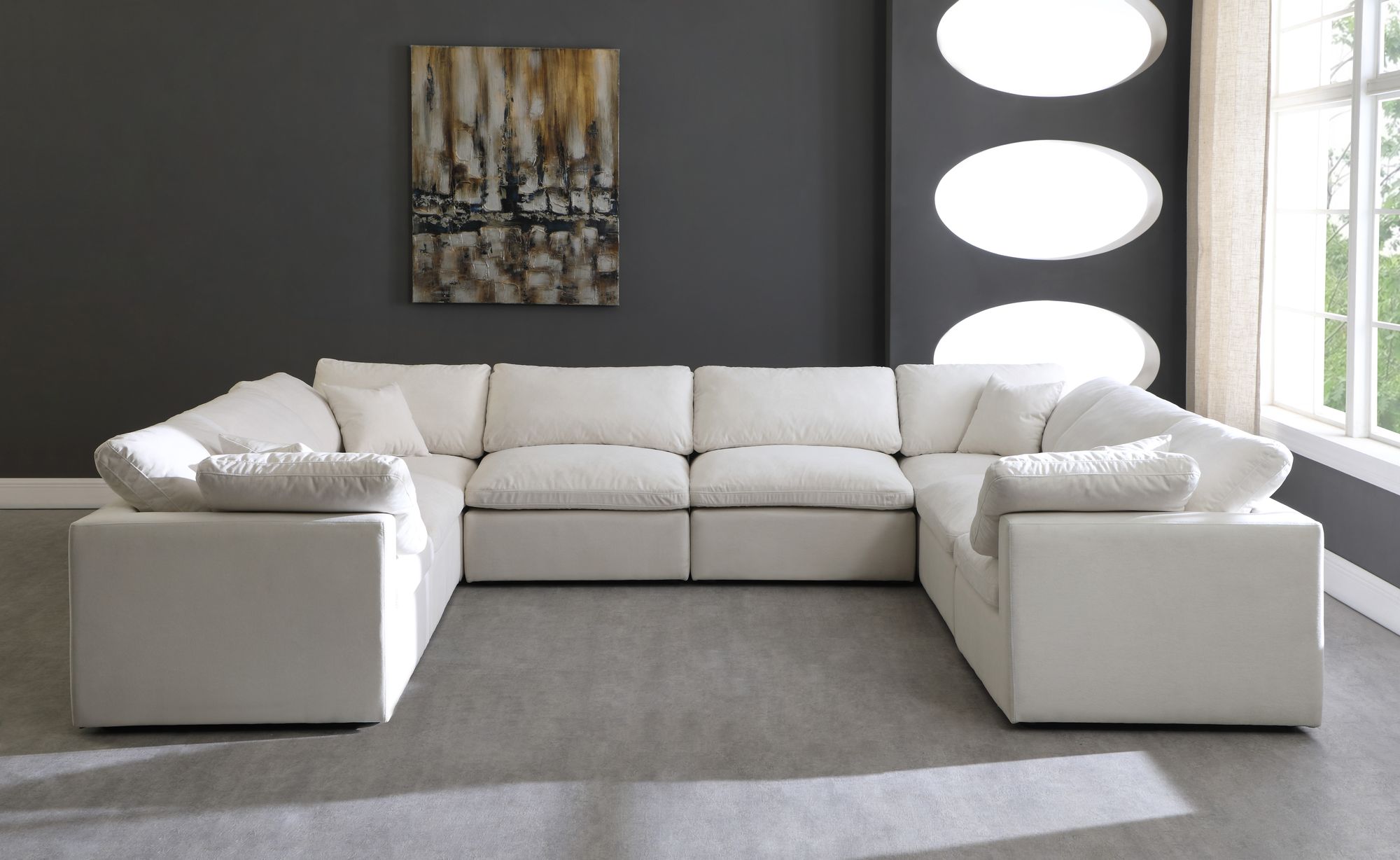 Plush 140" 8-Piece Velvet Standard Comfort Modular Sectional