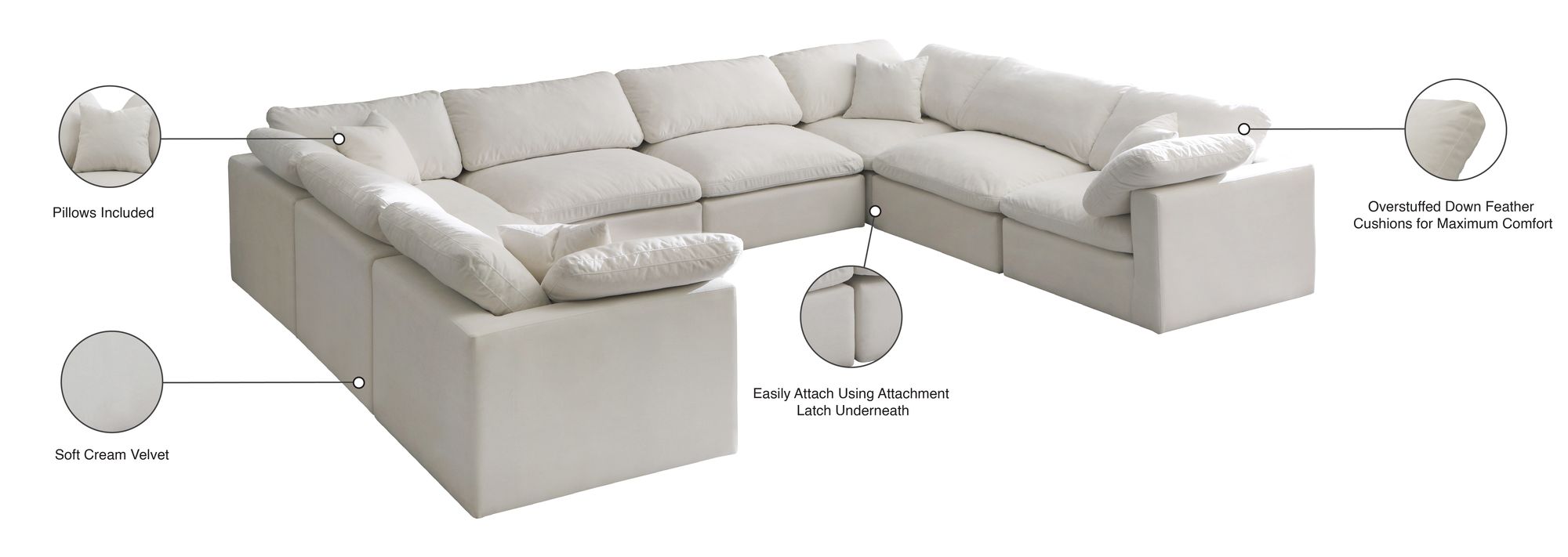 Plush 140" 8-Piece Velvet Standard Comfort Modular Sectional