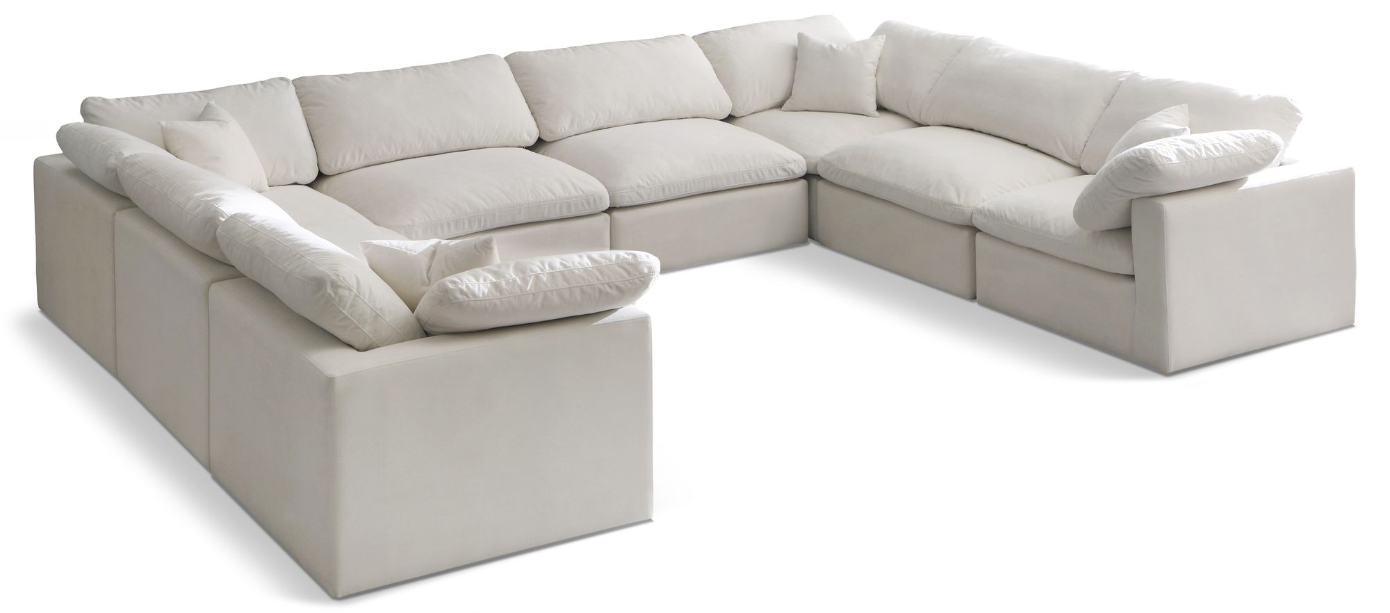 Plush 140" 8-Piece Velvet Standard Comfort Modular Sectional