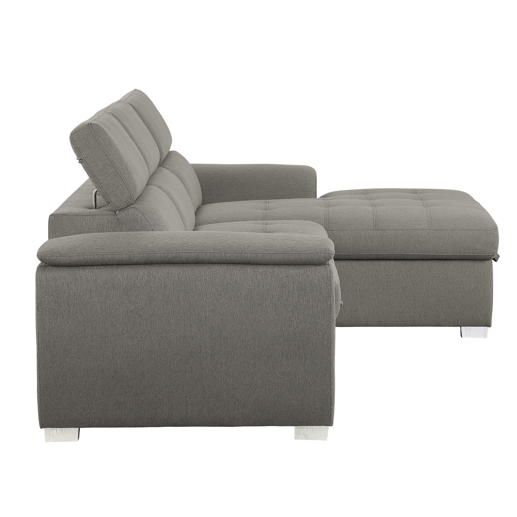 Berel Fabric 2-Piece Sectional with Pull-out Bed and Adjustable Headrests