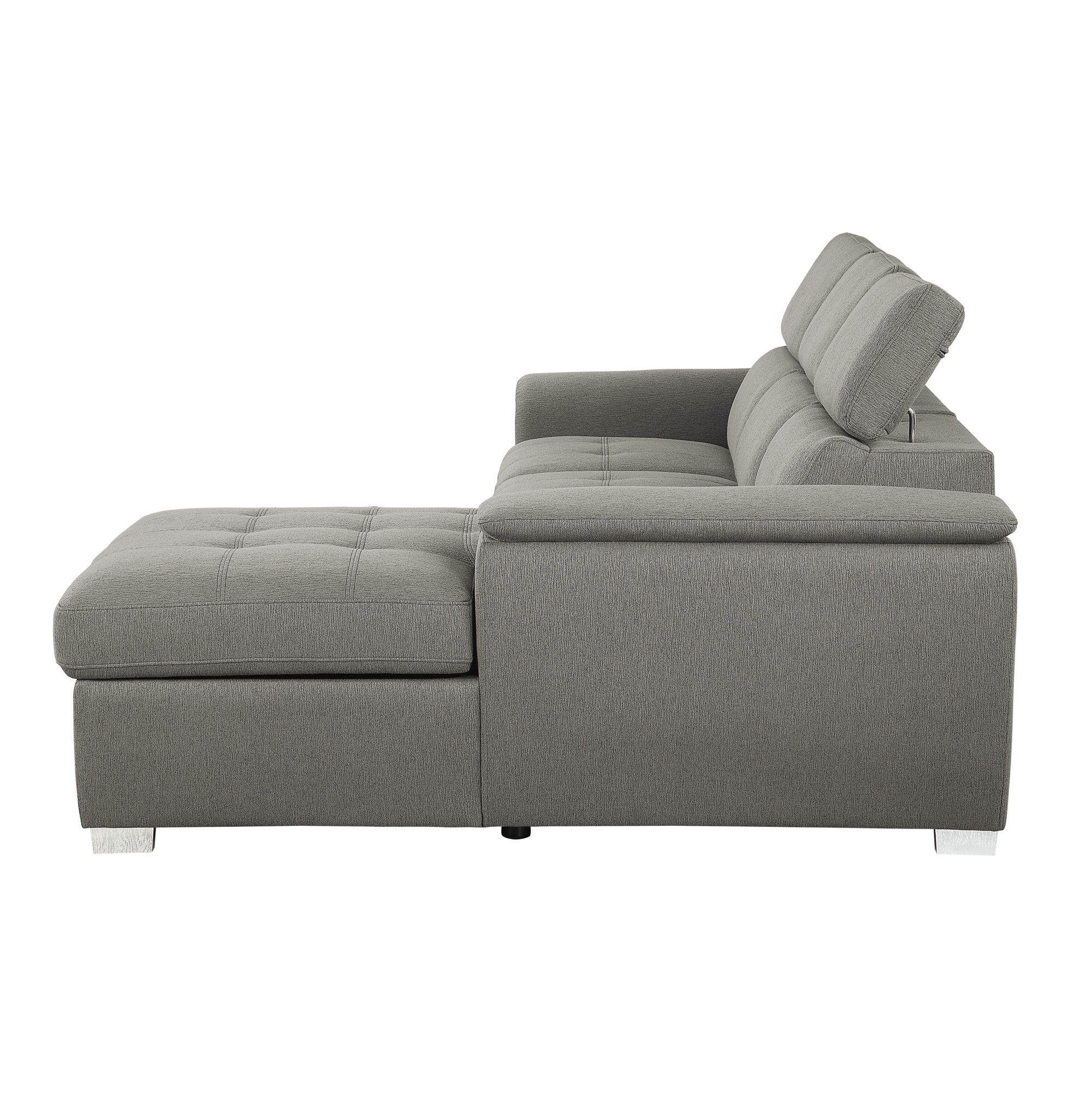 Berel Fabric 2-Piece Sectional with Pull-out Bed and Adjustable Headrests