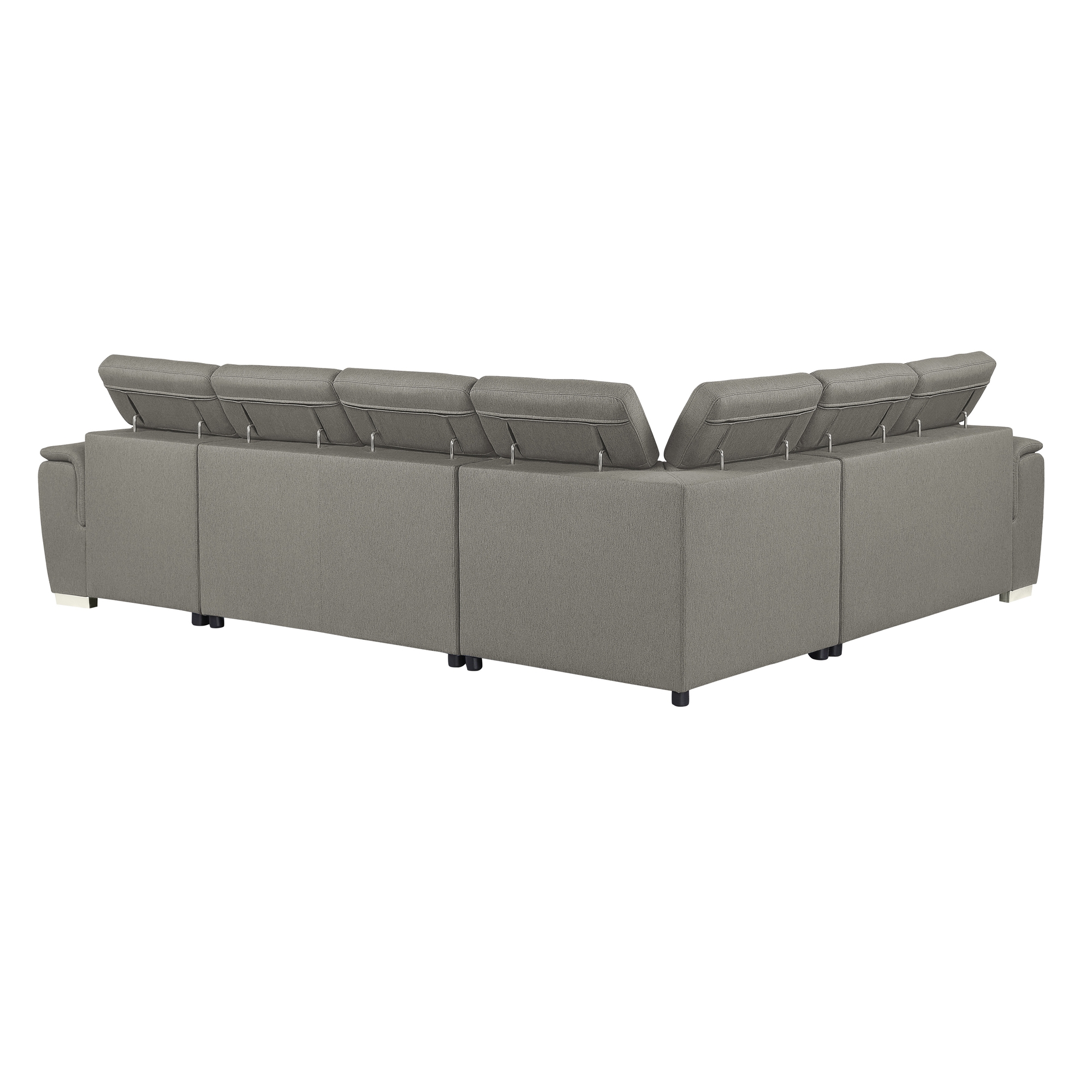 Berel Fabric 4-Piece Sectional with Pull-out Bed and Adjustable Headrests