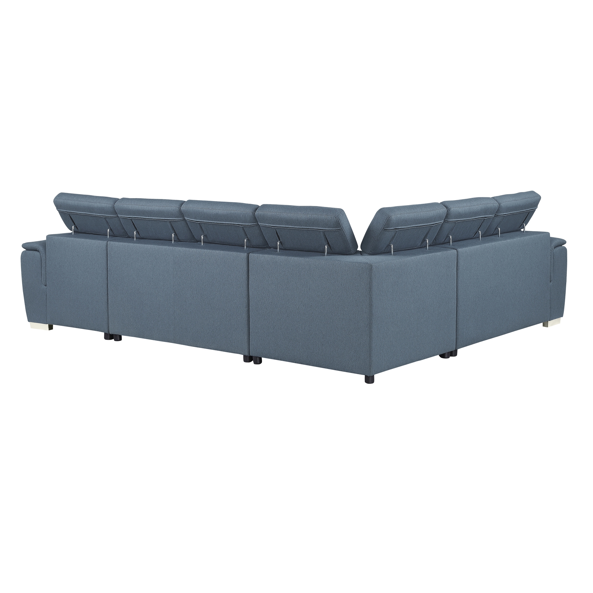 Berel Fabric 4-Piece Sectional with Pull-out Bed and Adjustable Headrests