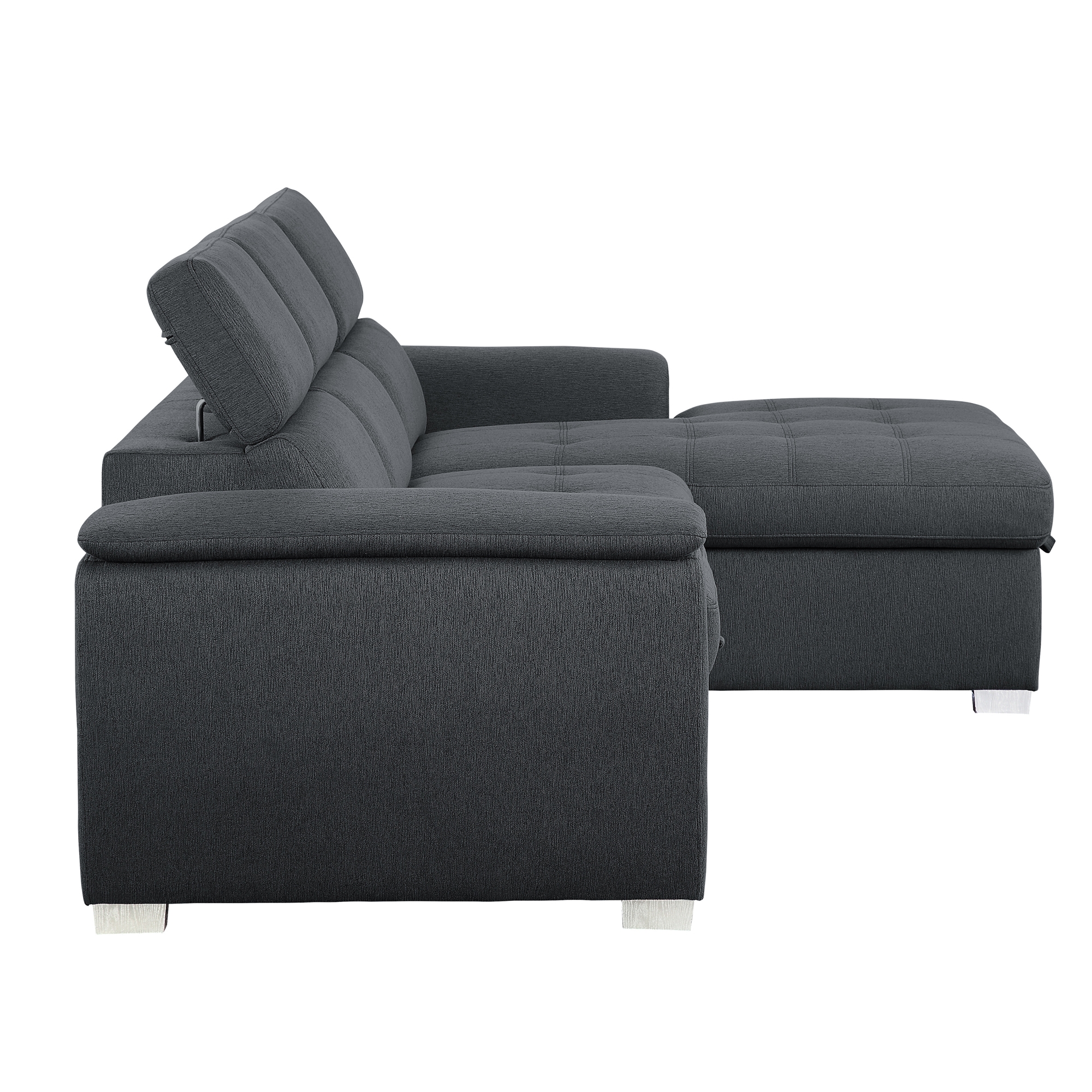 Berel Fabric 2-Piece Sectional with Pull-out Bed and Adjustable Headrests