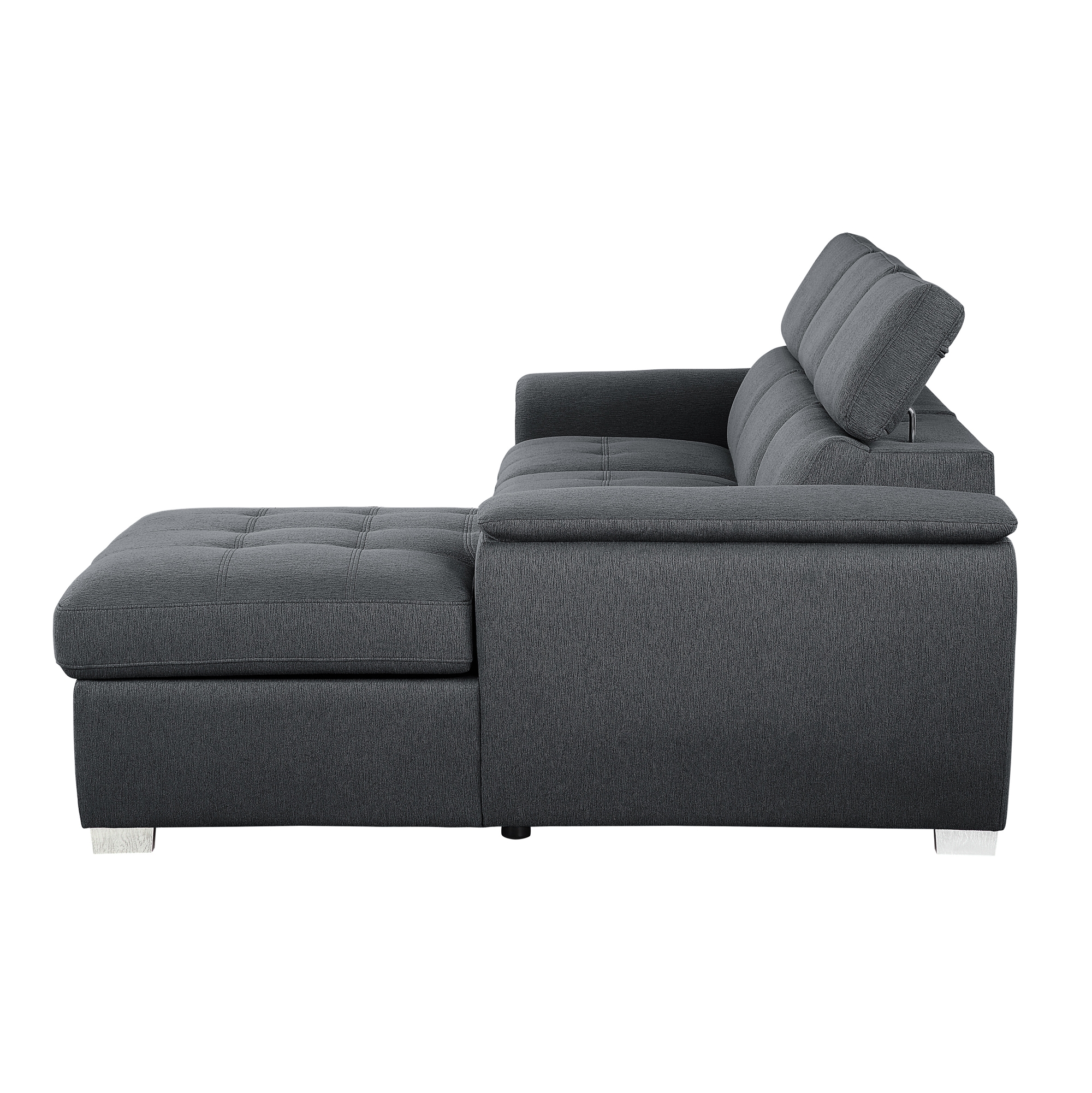 Berel Fabric 2-Piece Sectional with Pull-out Bed and Adjustable Headrests