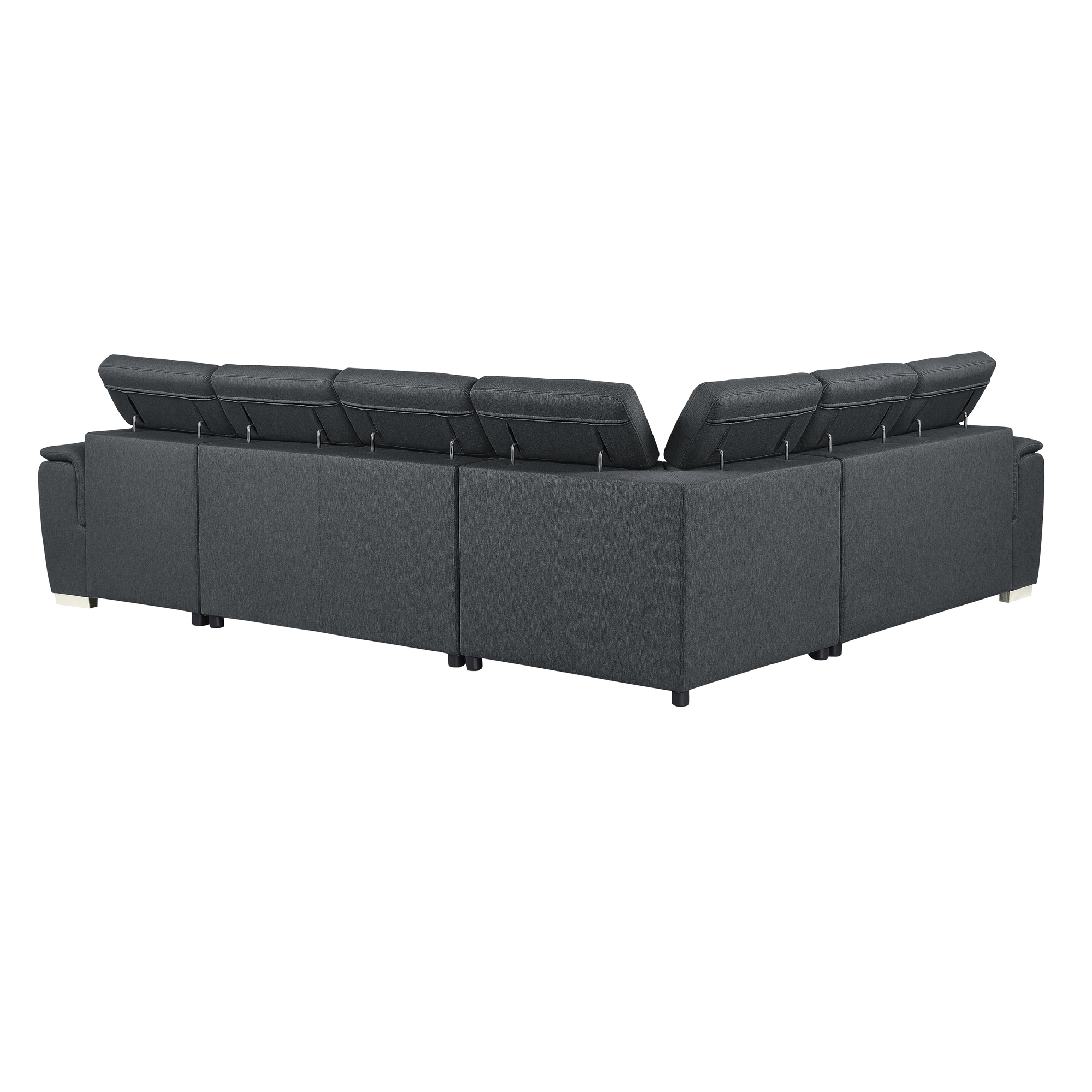Berel Fabric 4-Piece Sectional with Pull-out Bed and Adjustable Headrests