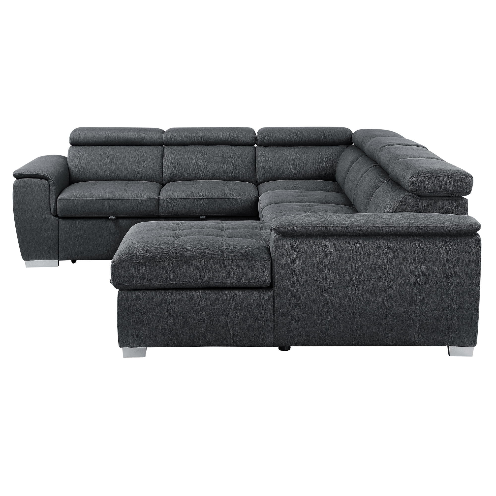 Berel Fabric 4-Piece Sectional with Pull-out Bed and Adjustable Headrests