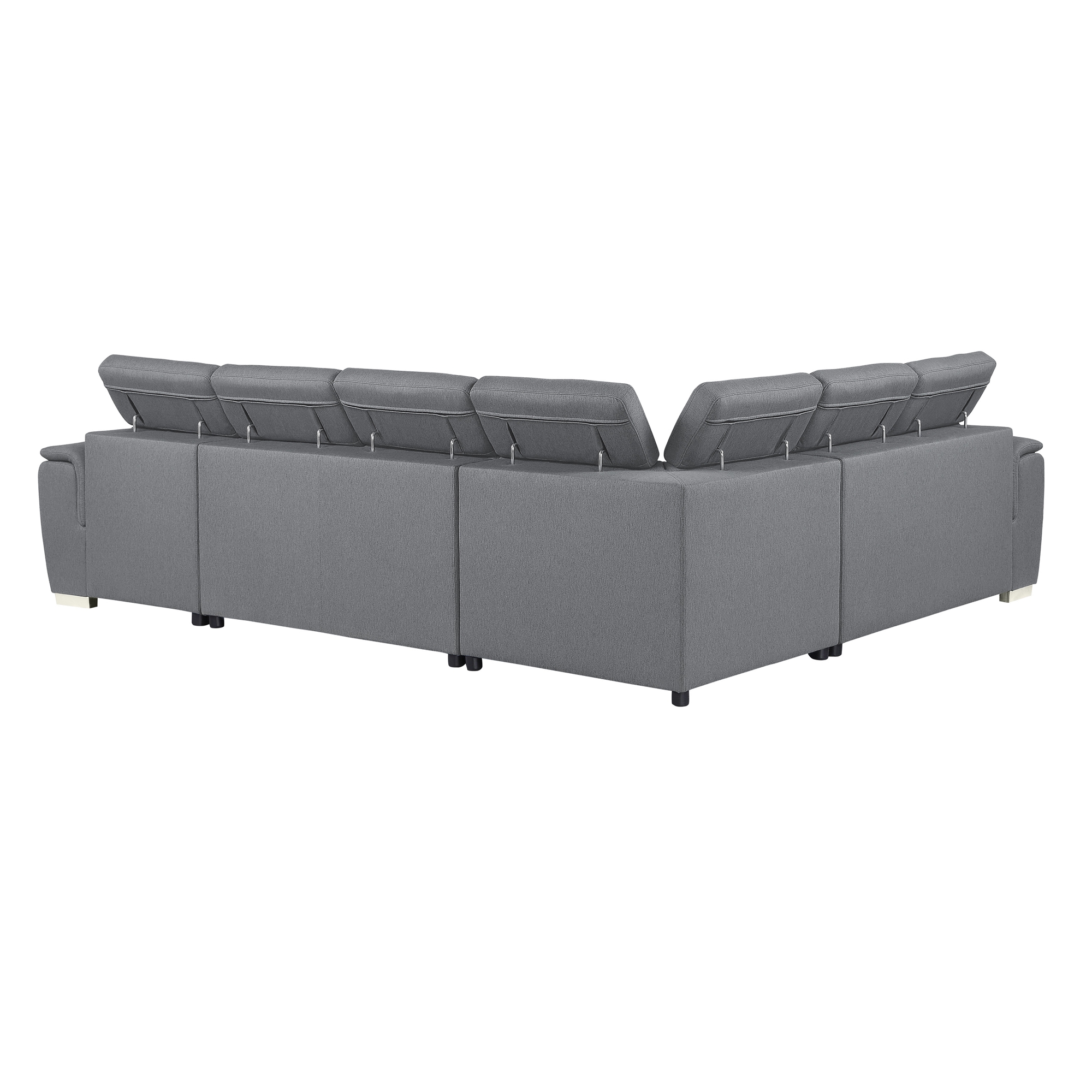 Berel Fabric 4-Piece Sectional with Pull-out Bed and Adjustable Headrests