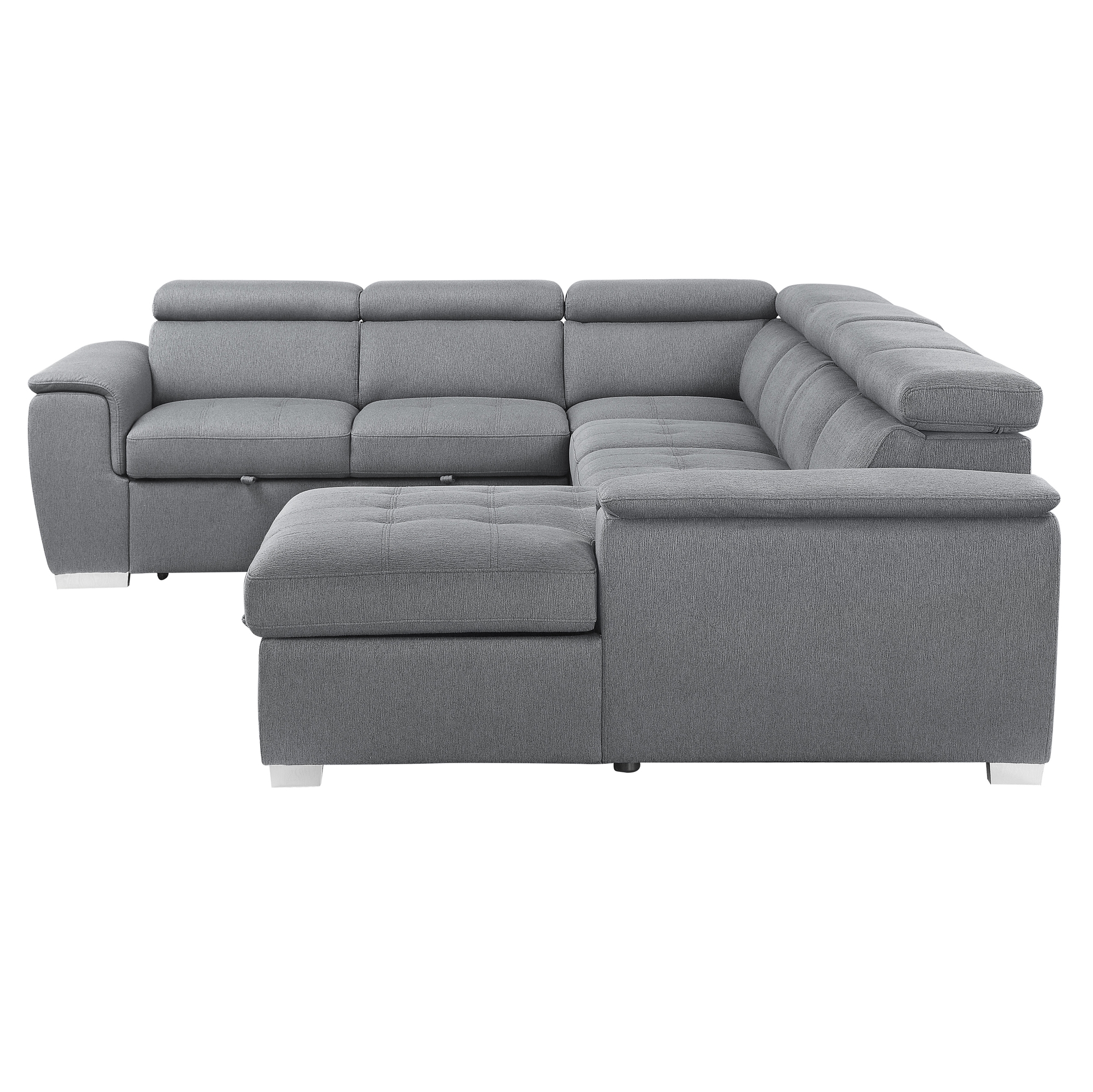 Berel Fabric 4-Piece Sectional with Pull-out Bed and Adjustable Headrests