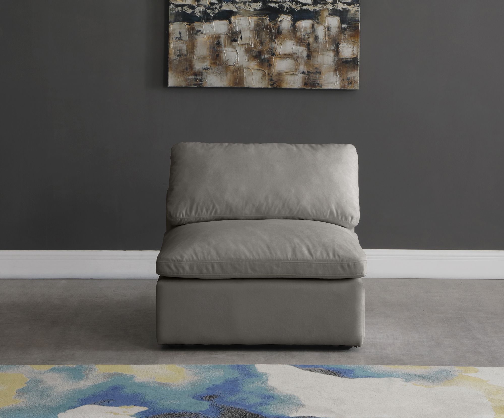 Plush Velvet Standard Comfort Modular Armless Chair