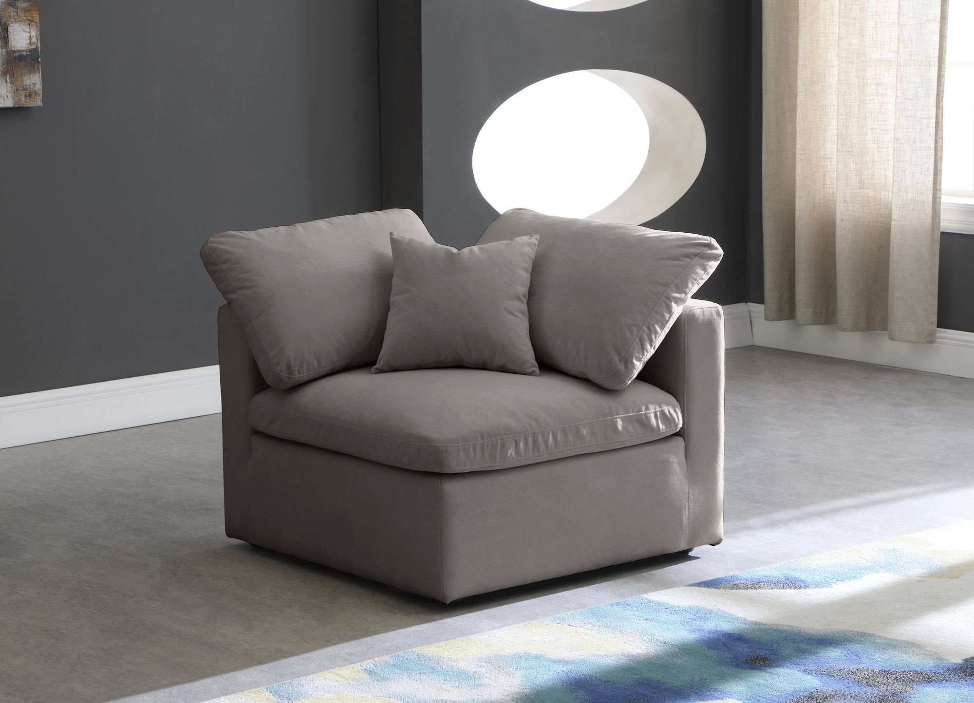Plush Velvet Standard Comfort Modular Corner Chair