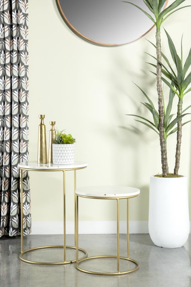 Vivienne 2-piece Round Marble Top Nesting Tables
