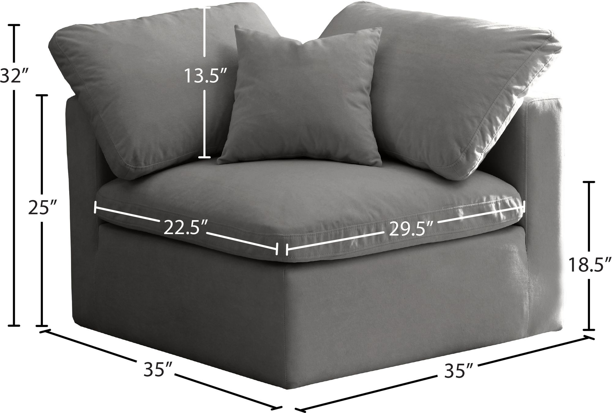Plush Velvet Standard Comfort Modular Corner Chair