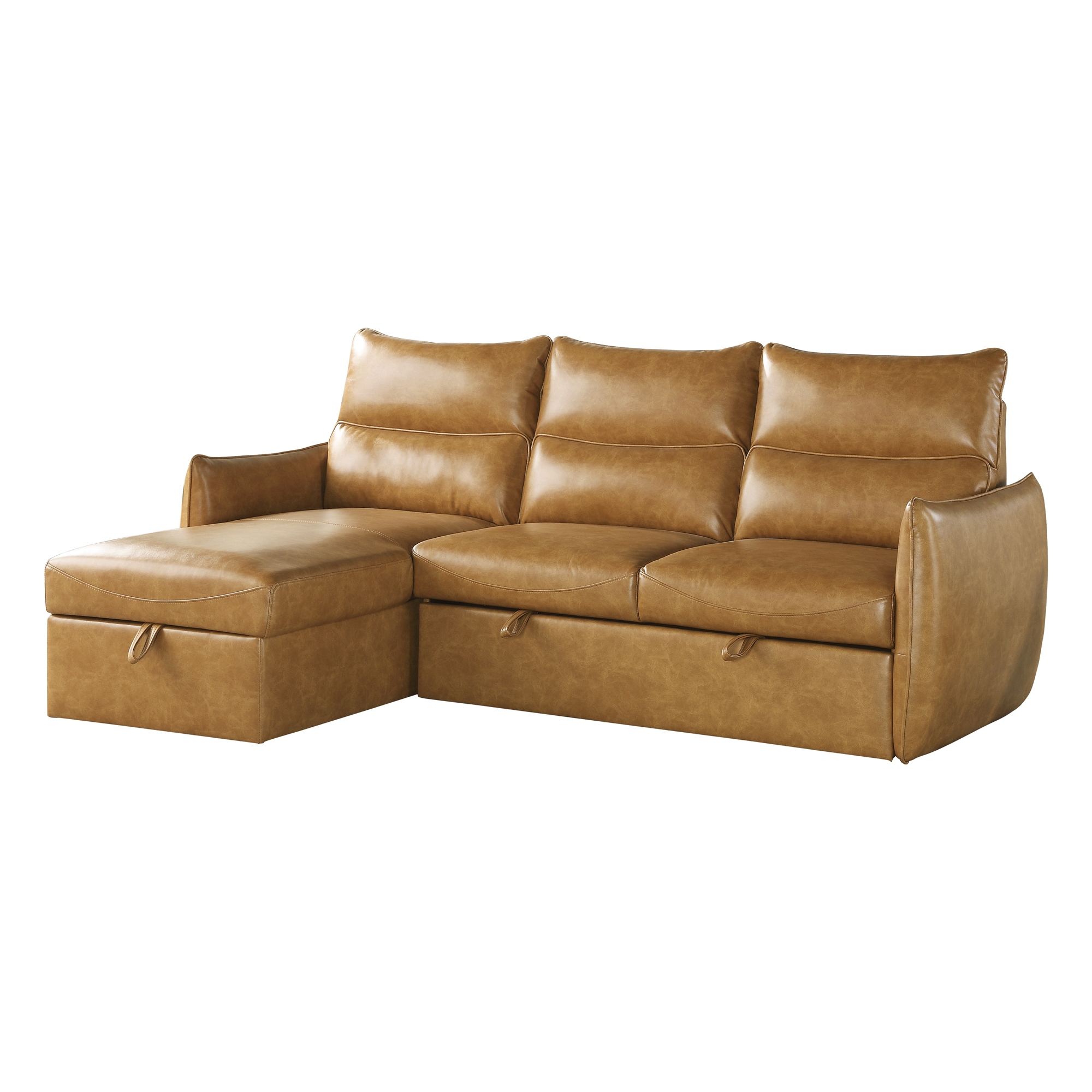 Delara Leatherette Reversible Sectional with Pull-out Bed and Hidden Storage