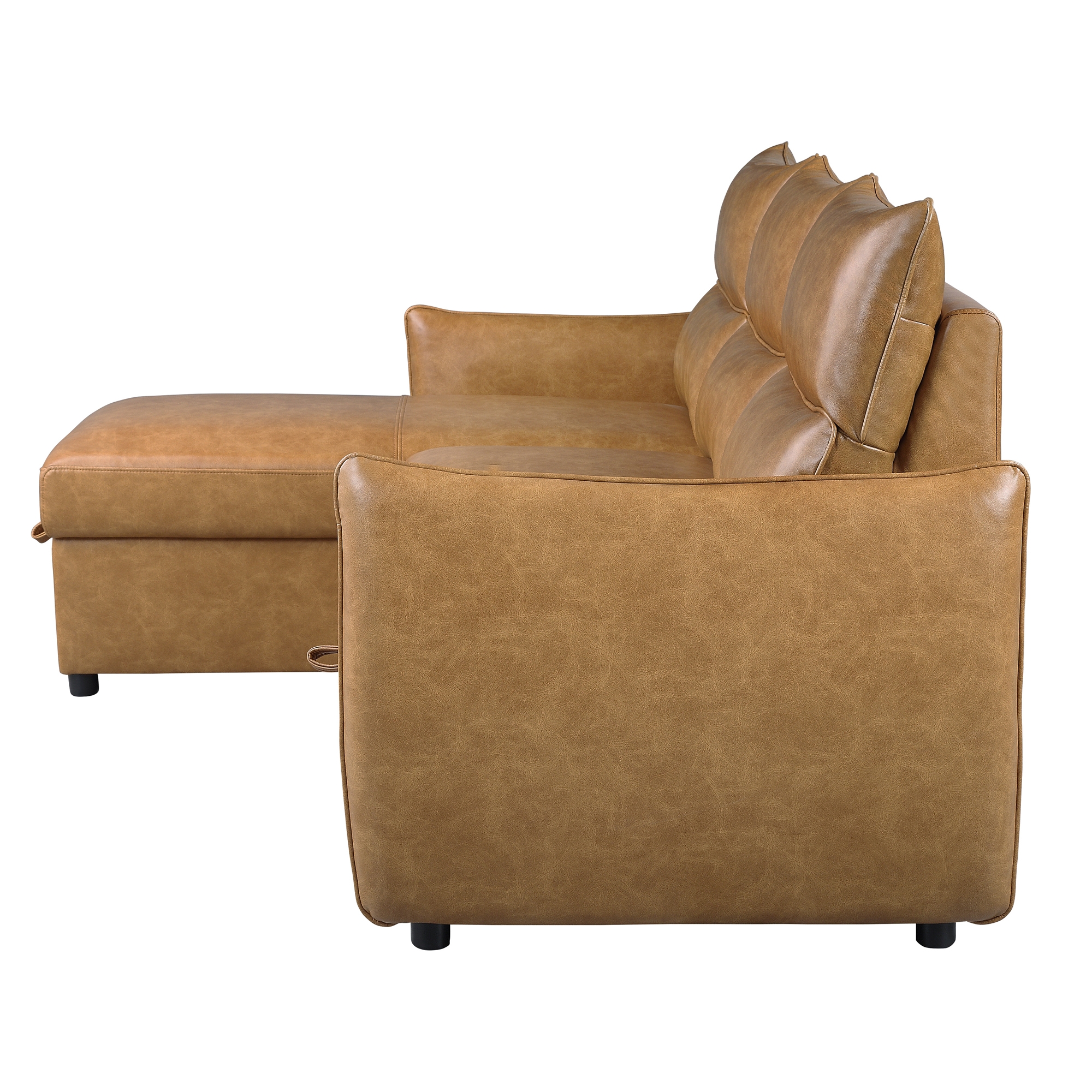 Delara Leatherette Reversible Sectional with Pull-out Bed and Hidden Storage