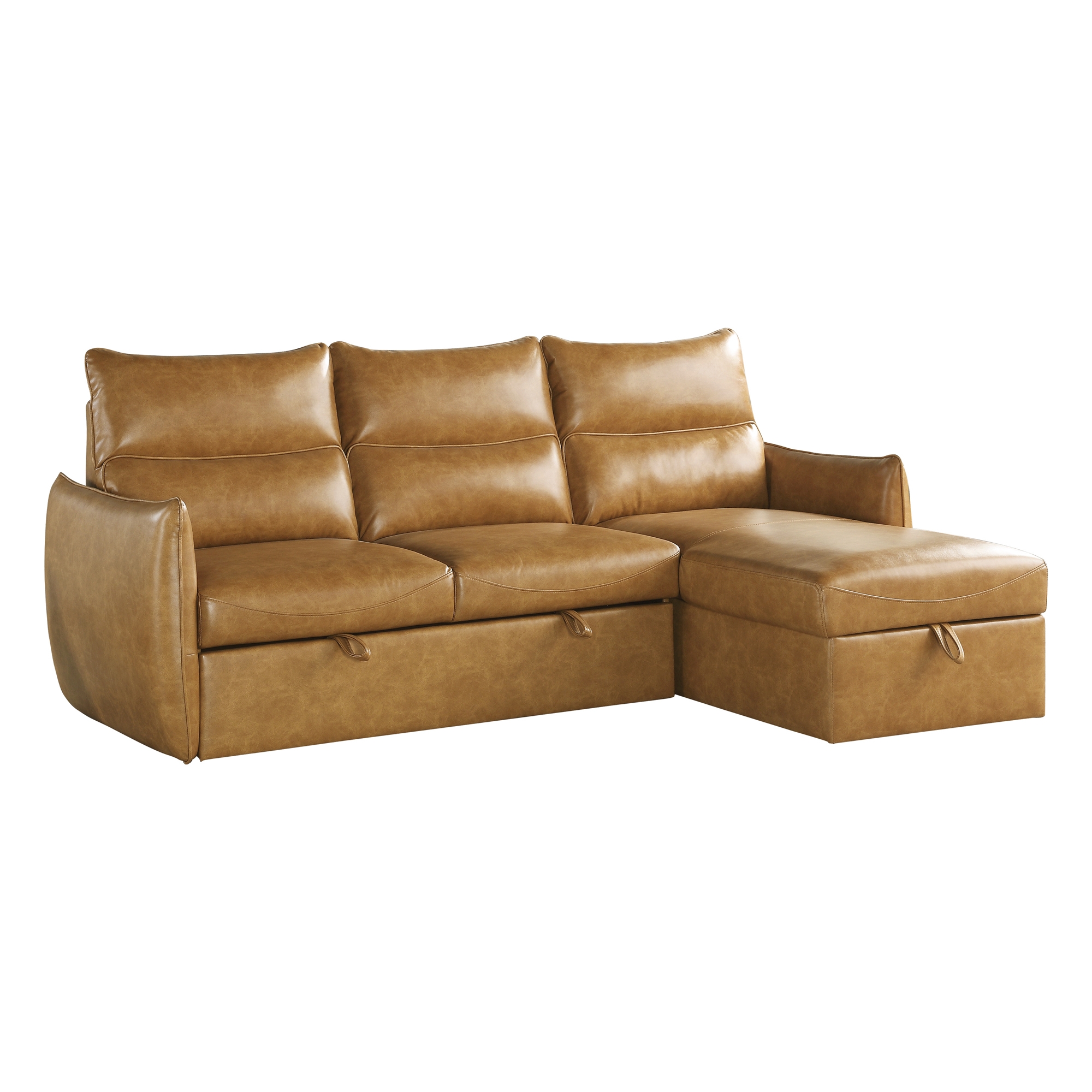 Delara Leatherette Reversible Sectional with Pull-out Bed and Hidden Storage