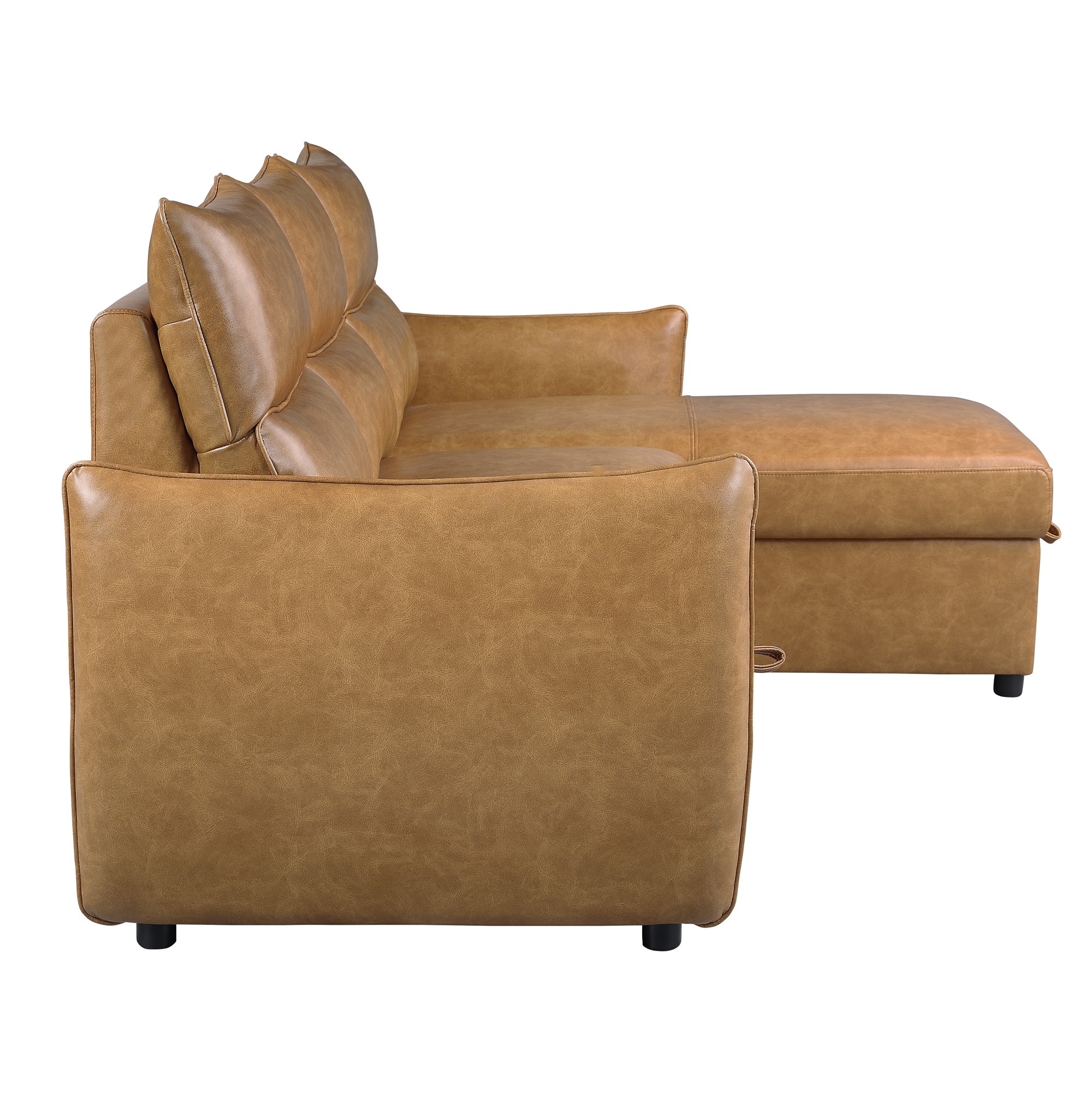 Delara Leatherette Reversible Sectional with Pull-out Bed and Hidden Storage