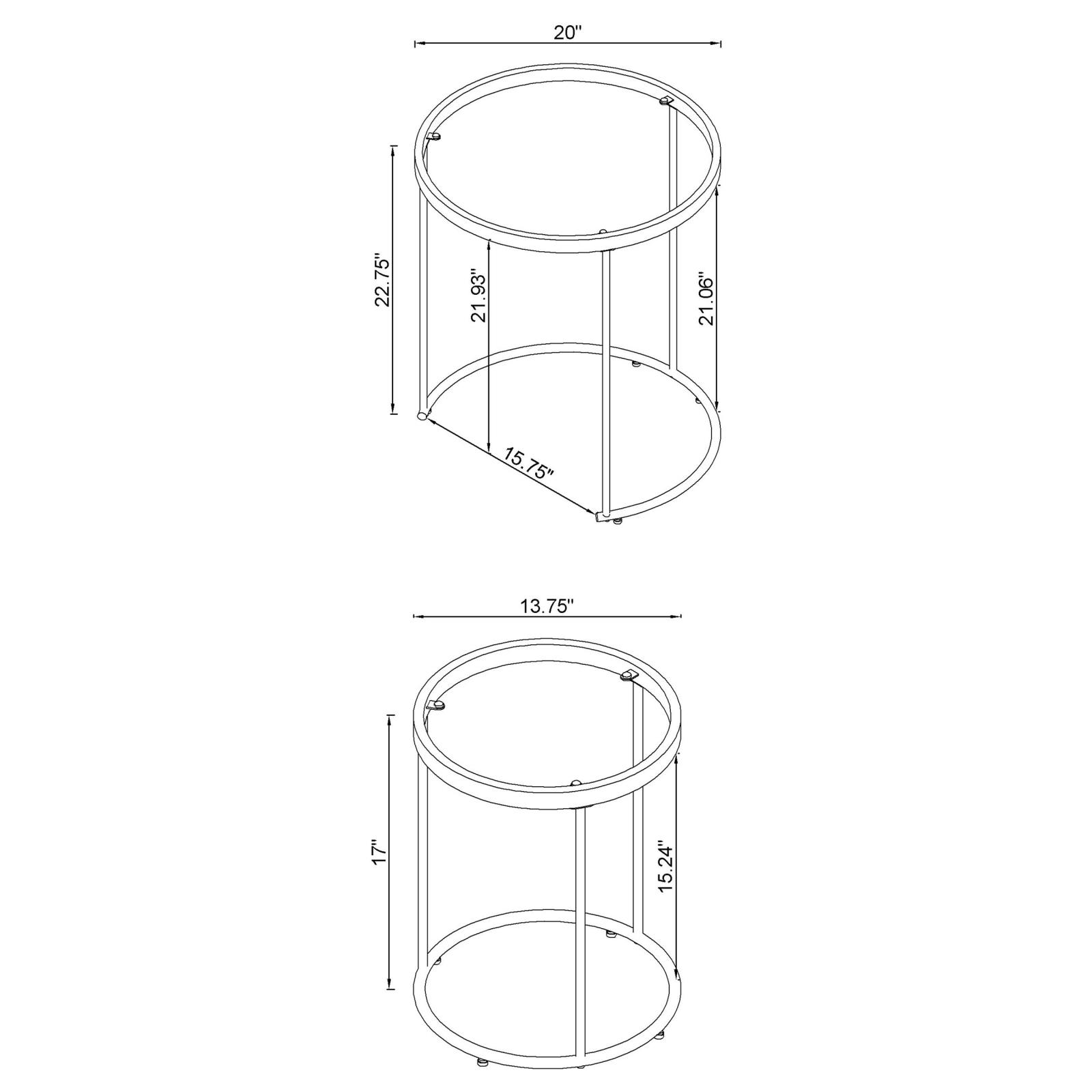 Maylin 2-piece Round Glass Top Nesting Tables