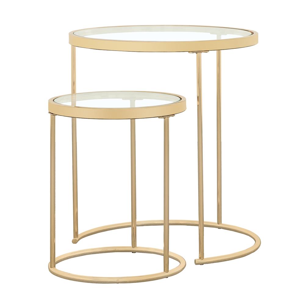 Maylin 2-piece Round Glass Top Nesting Tables
