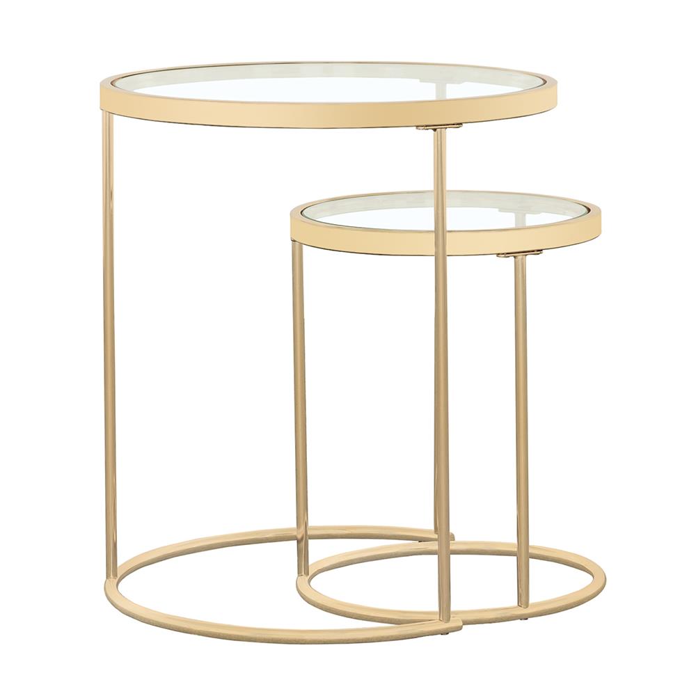 Maylin 2-piece Round Glass Top Nesting Tables