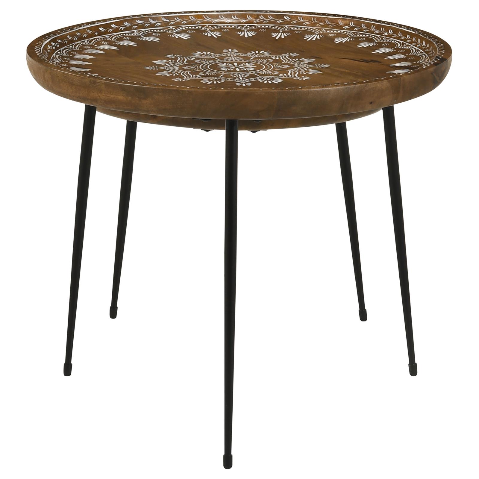Nuala 2-piece Round Wood Nesting Table with Tripod Tapered Legs