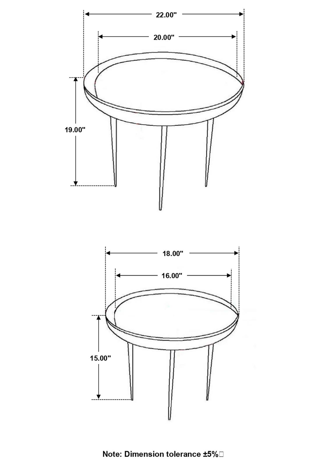 Nuala 2-piece Round Wood Nesting Table with Tripod Tapered Legs