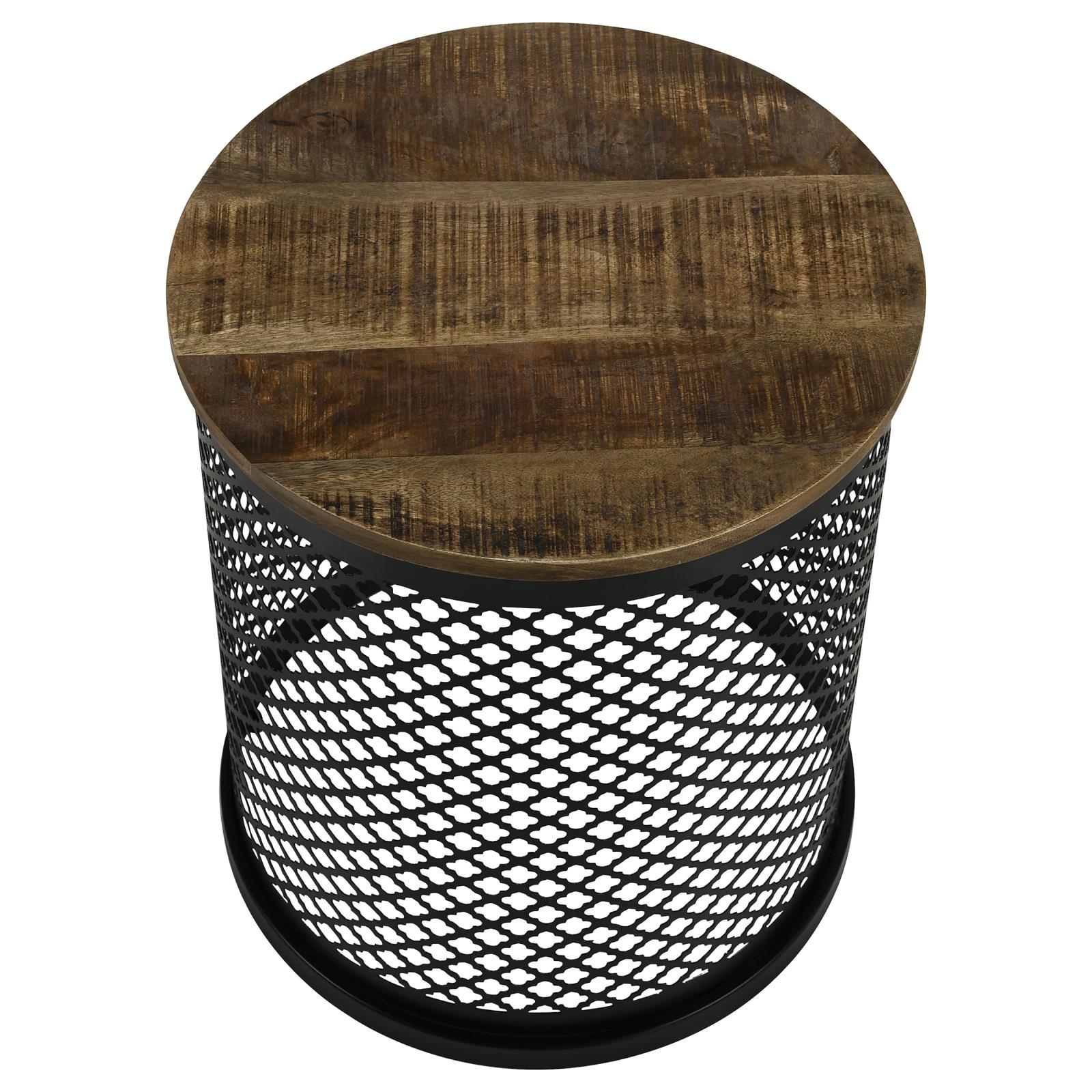 Aurora Round Accent Table with Drum Base