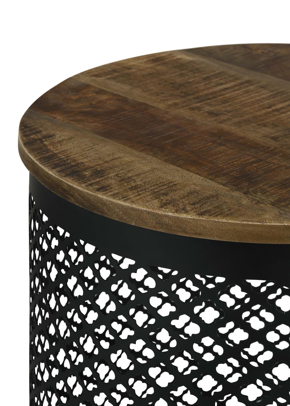 Aurora Round Accent Table with Drum Base
