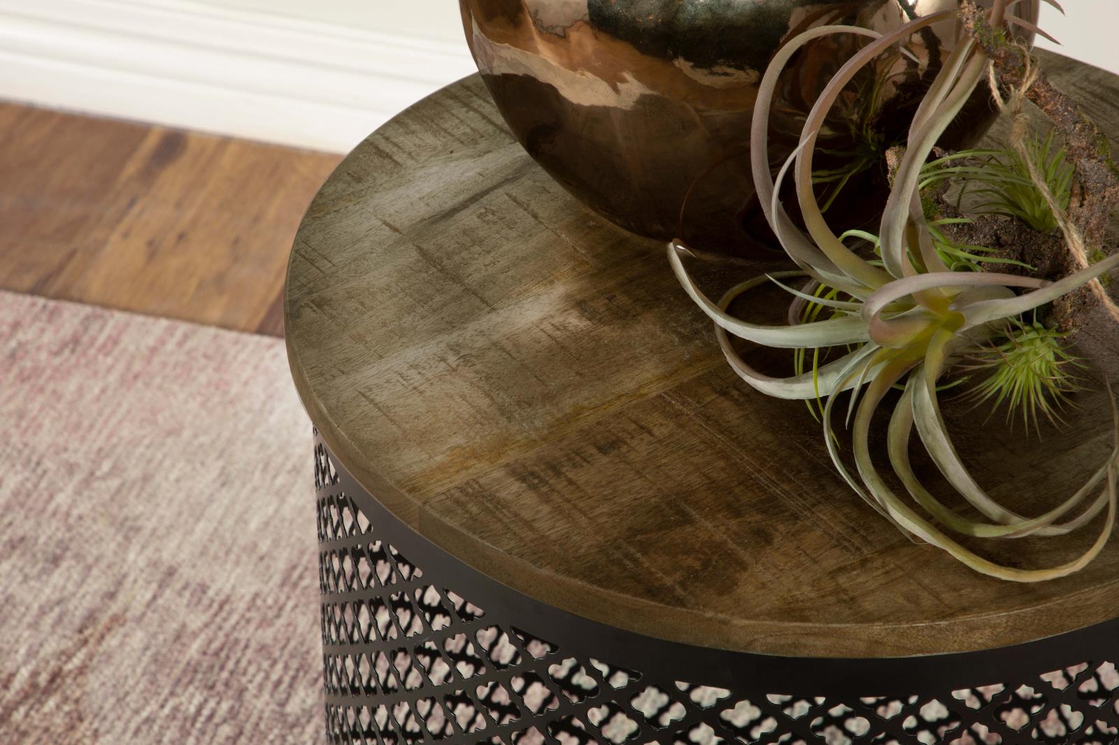 Aurora Round Accent Table with Drum Base