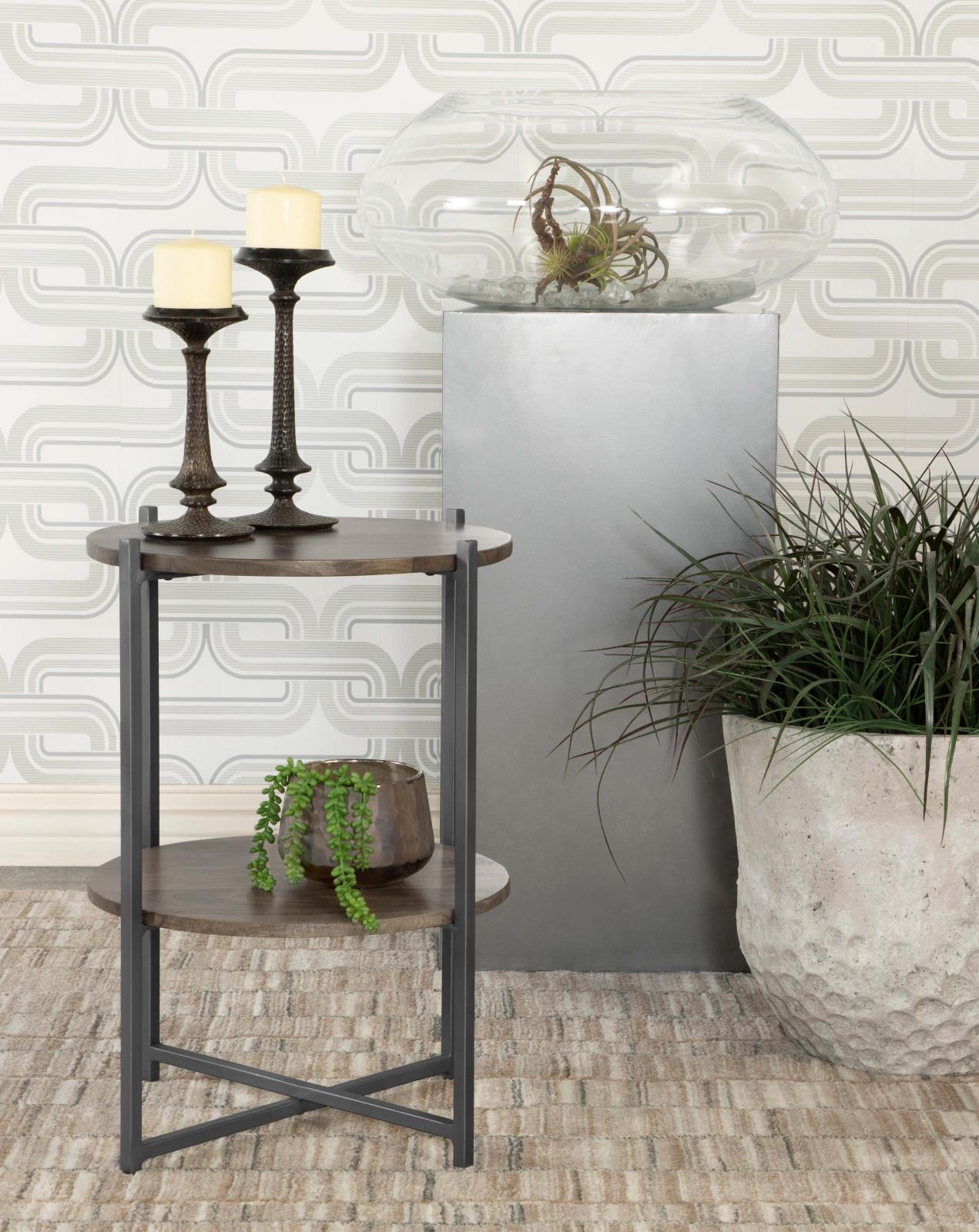 Axel Round Accent Table with Open Shelf