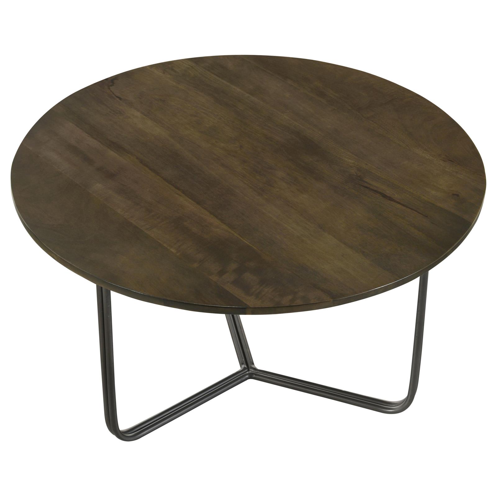 Yaritza Round Wood Accent Table with Triangle Wire Base