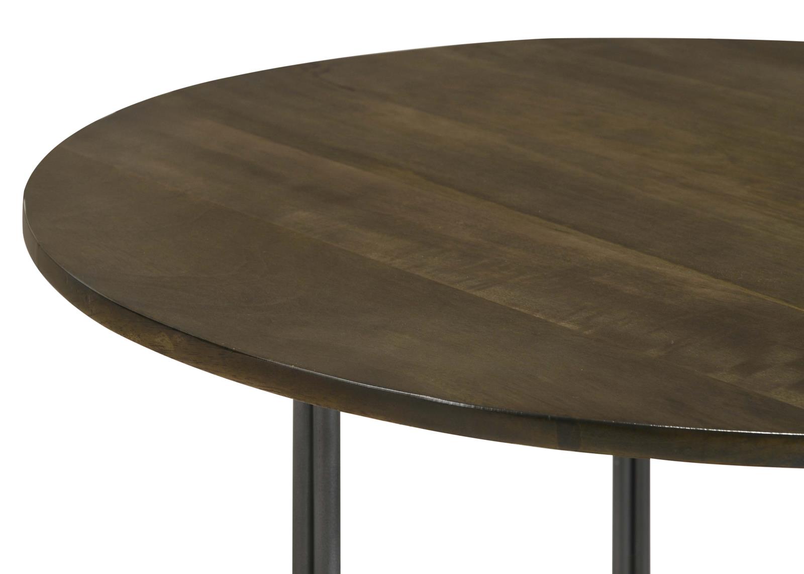 Yaritza Round Wood Accent Table with Triangle Wire Base