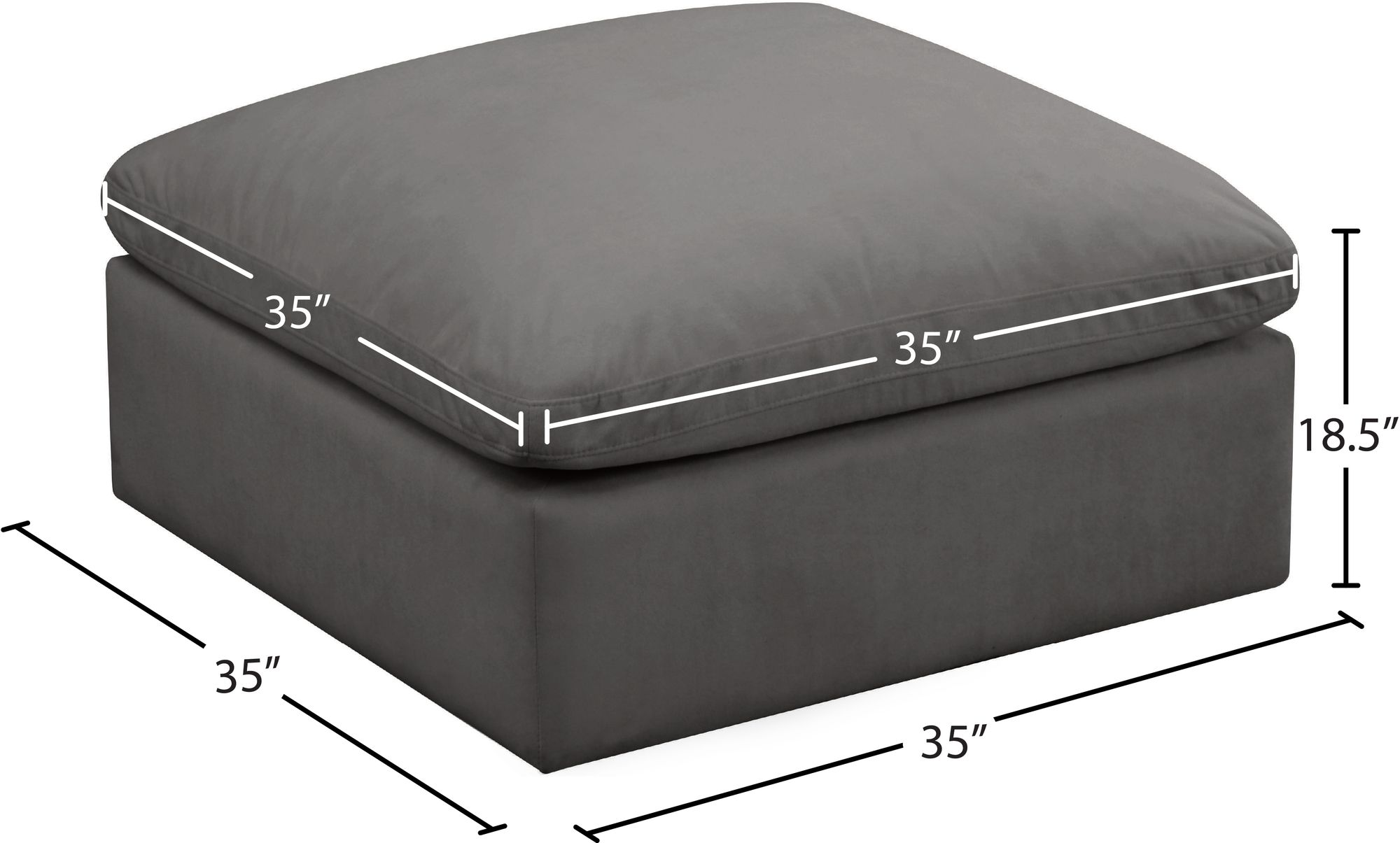 Plush Velvet Standard Comfort Modular Ottoman