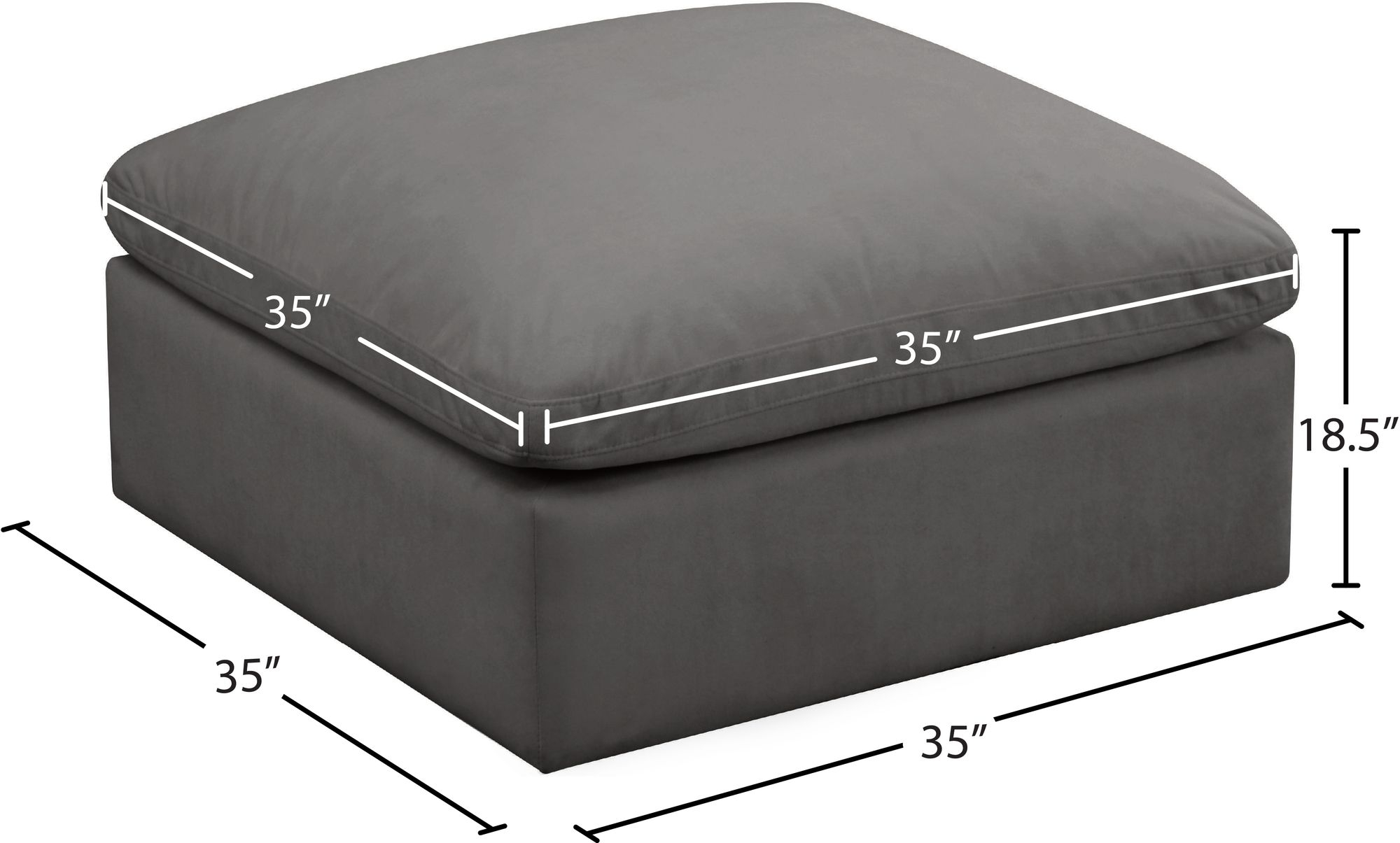Plush Velvet Standard Comfort Modular Ottoman