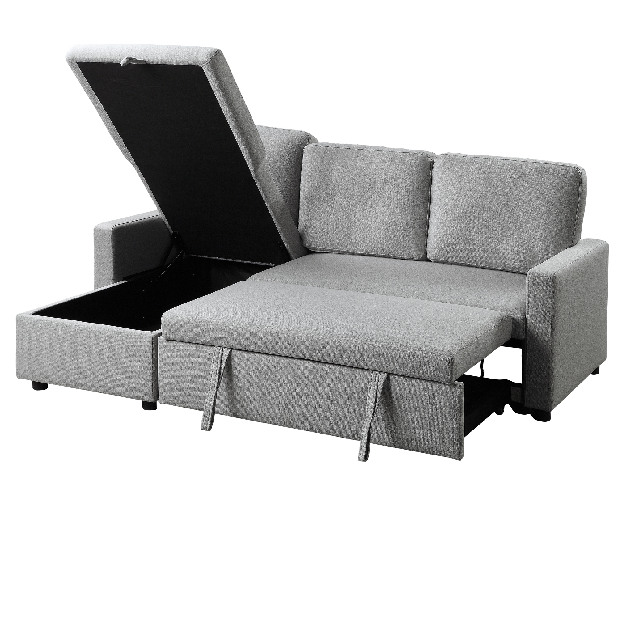 Brandolyn Polyester Fabric Reversible Sectional w/Pull-out Bed & Hidden Storage