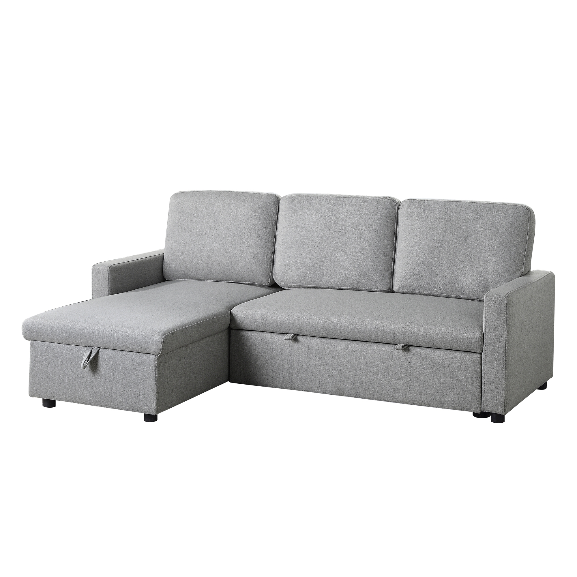 Brandolyn Polyester Fabric Reversible Sectional w/Pull-out Bed & Hidden Storage