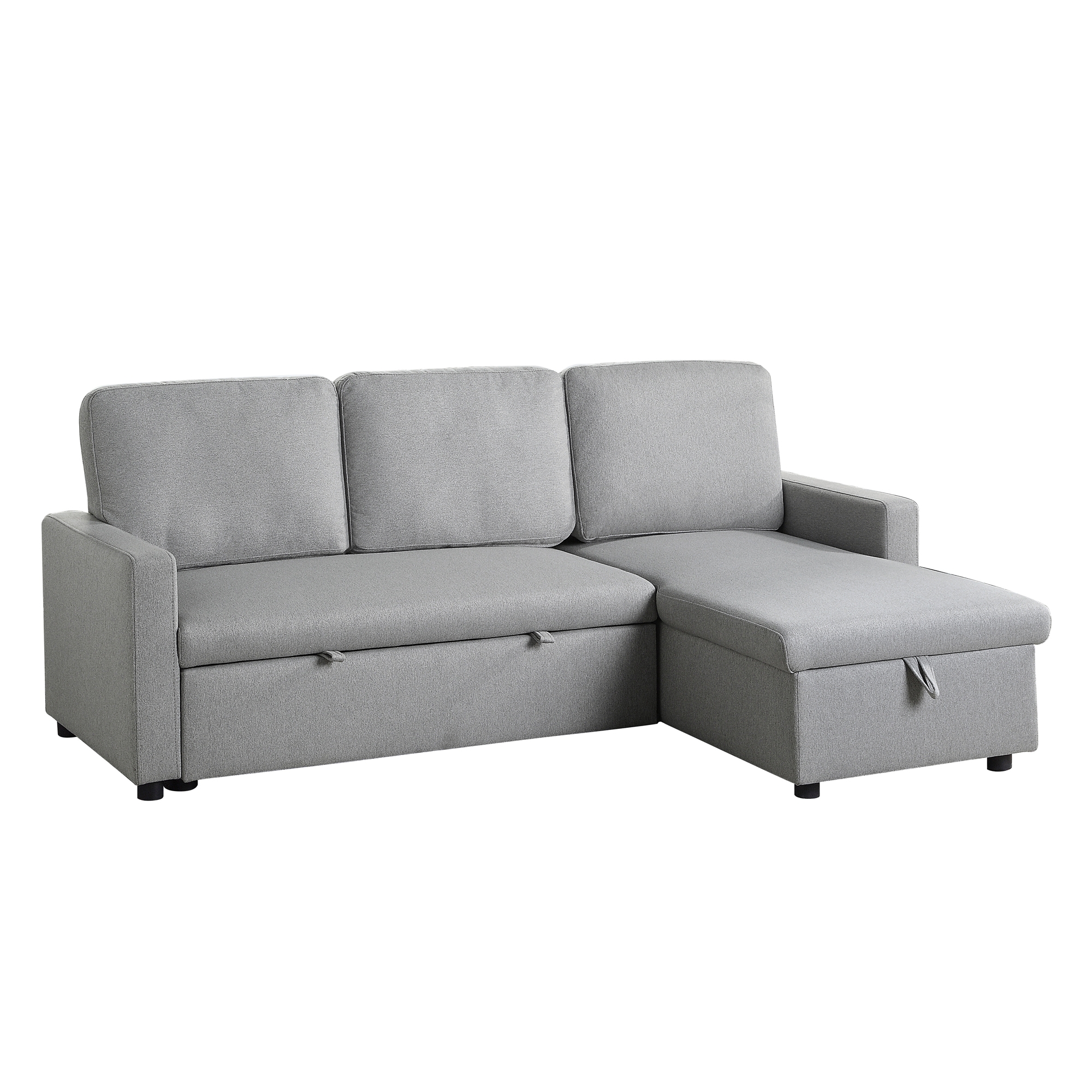 Brandolyn Polyester Fabric Reversible Sectional w/Pull-out Bed & Hidden Storage