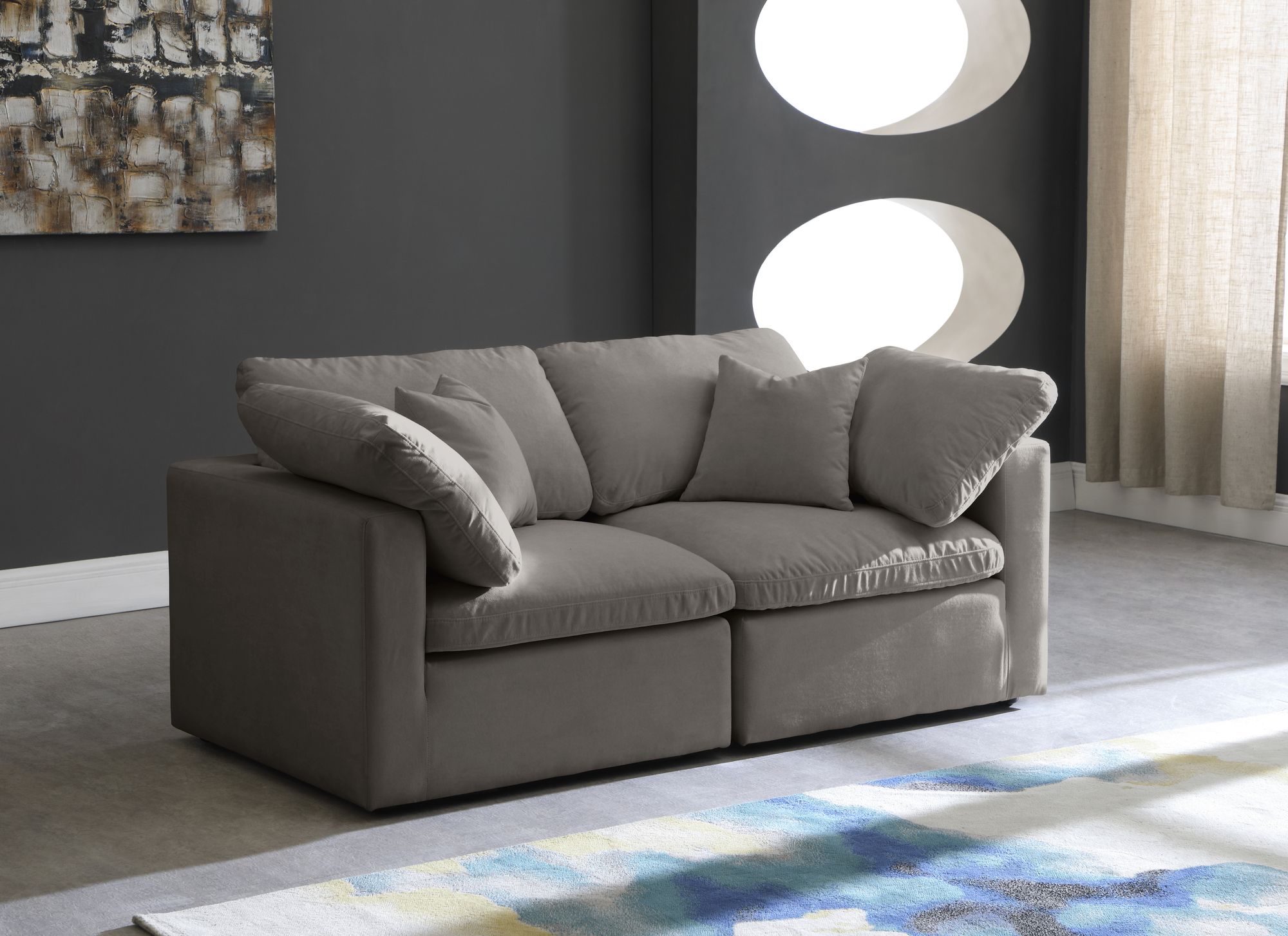 Plush 70" Velvet Standard Comfort Modular Sofa