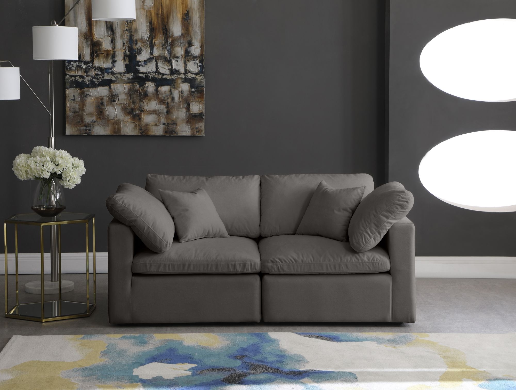 Plush 70" Velvet Standard Comfort Modular Sofa