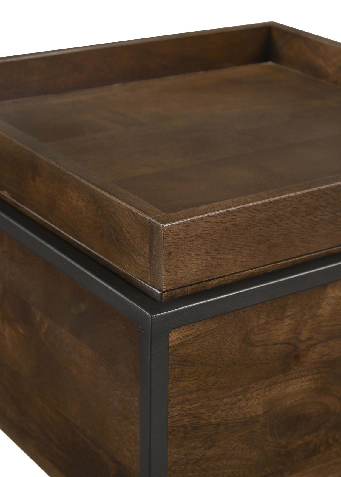 Ondrej Square Wood Accent Table with Removable Top Tray