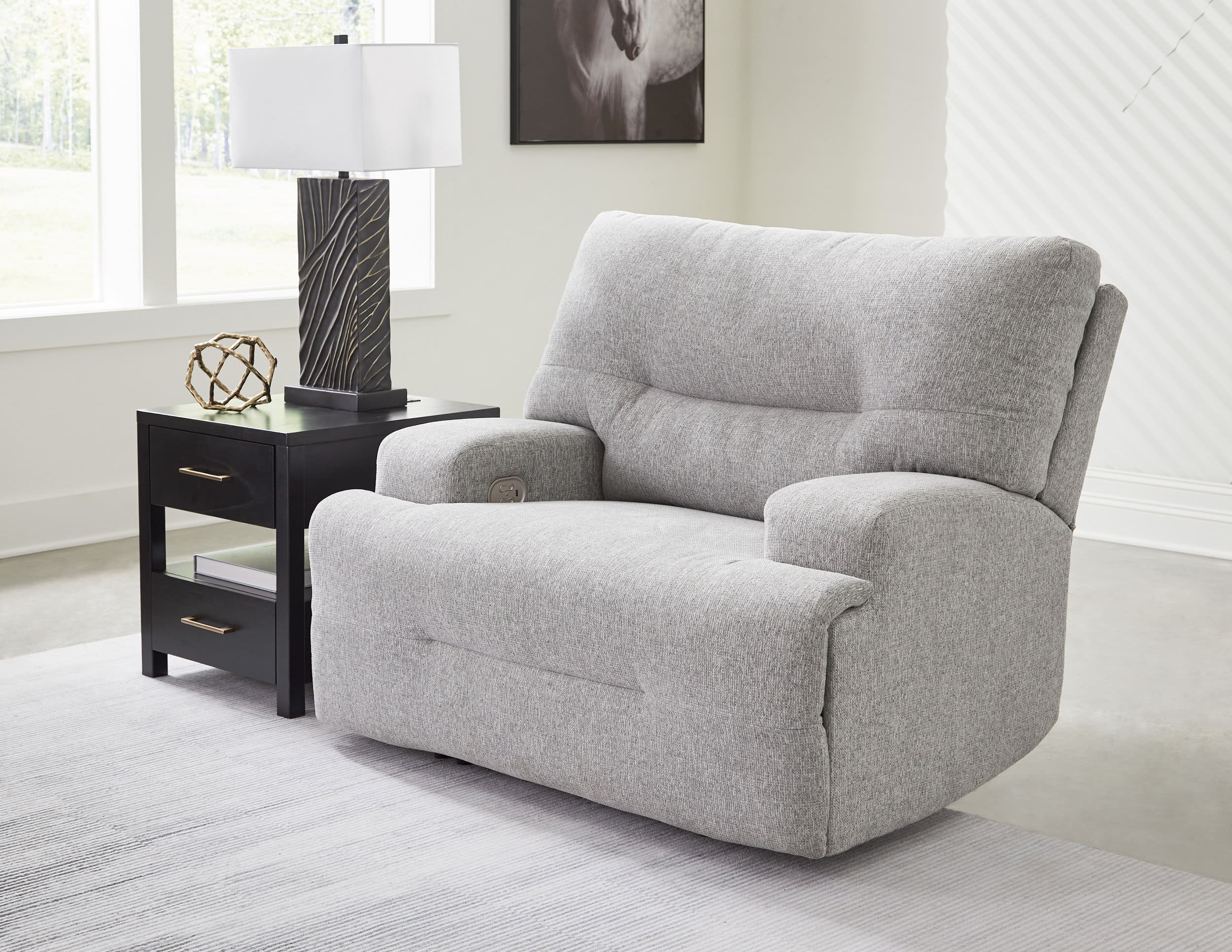 Acklen Place Polyester Wide Seat Power Recliner w/Adjustable Headrest