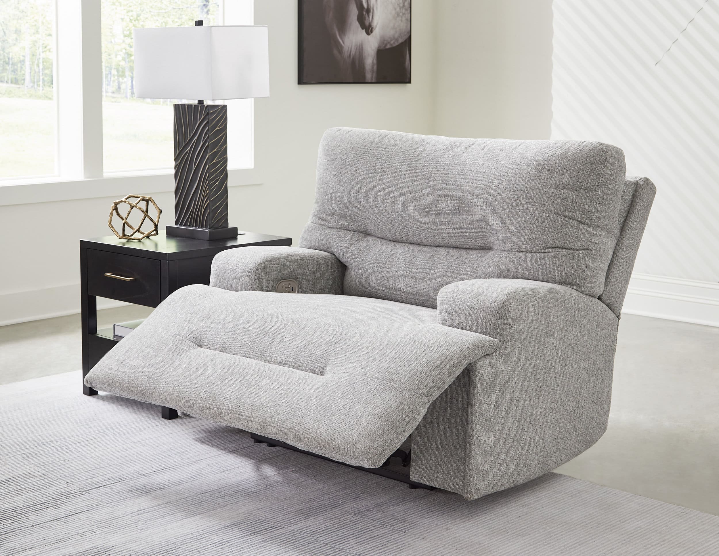 Acklen Place Polyester Wide Seat Power Recliner w/Adjustable Headrest