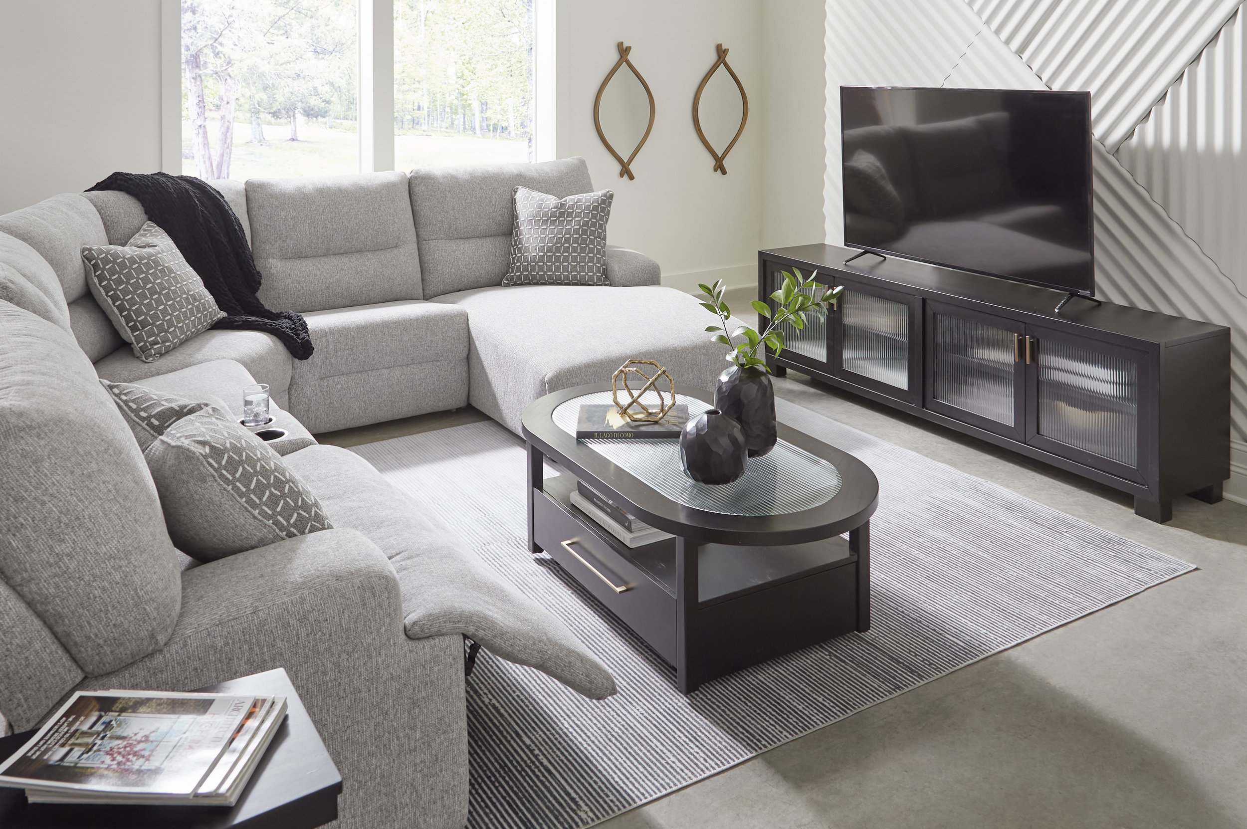 Acklen Place Pewter Modular Power Reclining Sectional 