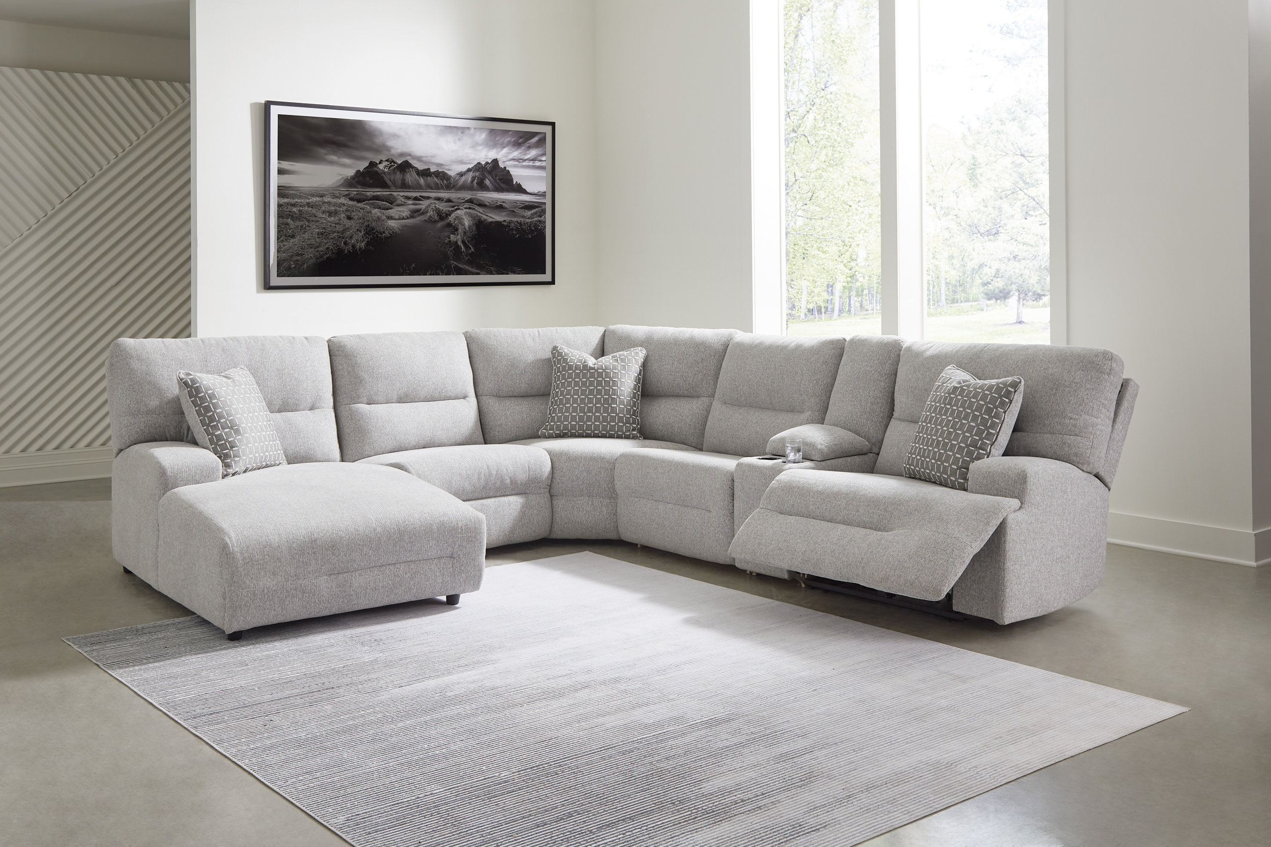 Acklen Place 6-Piece U-Shaped Polyester Power Reclining Sectional w/LAF Chaise