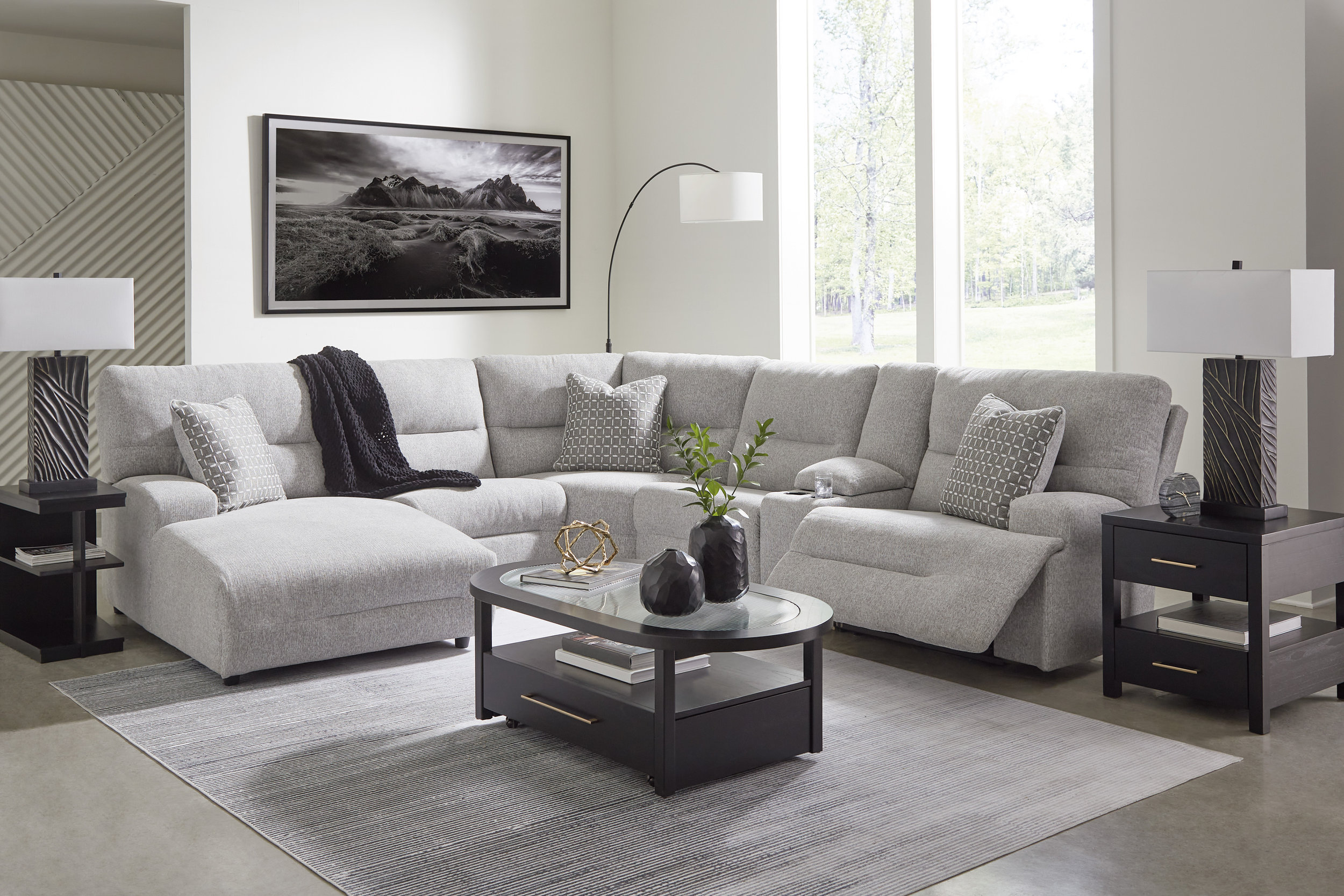 Acklen Place 6-Piece U-Shaped Polyester Power Reclining Sectional w/LAF Chaise